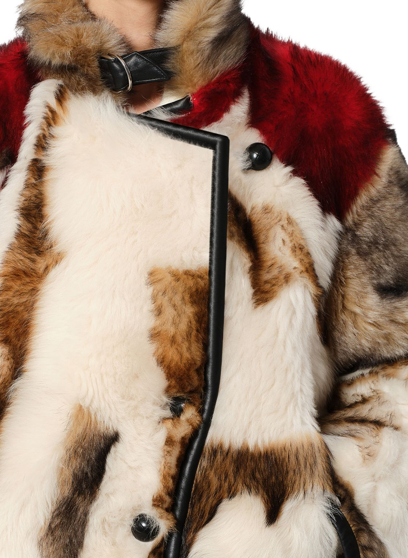 ROAMA patchwork-print shearling coat ISABEL MARANT Red