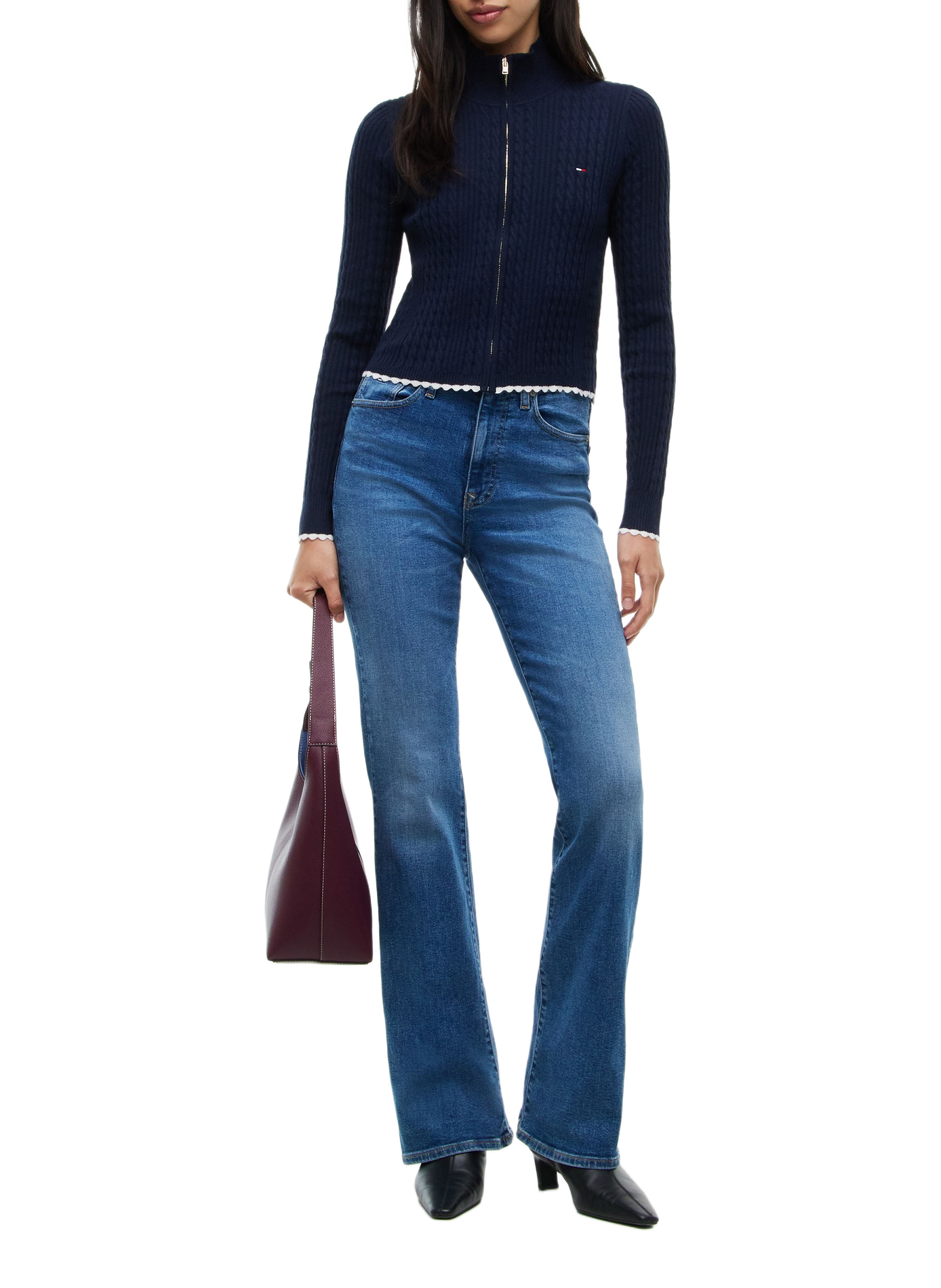 Plain fitted high-neck cardigan TOMMY HILFIGER Blue