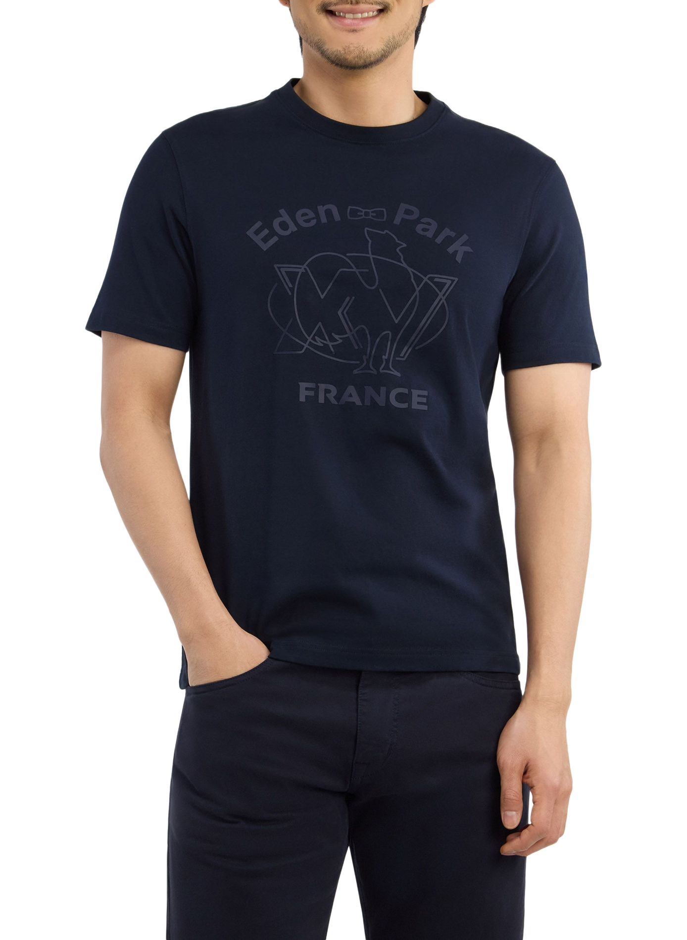 T-shirt droit col rond en coton EDEN PARK Bleu