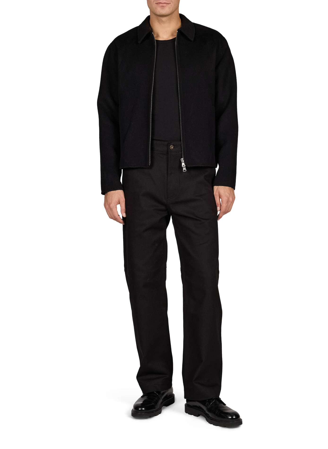 Straight zip-up wool blend jacket NN.07 Black