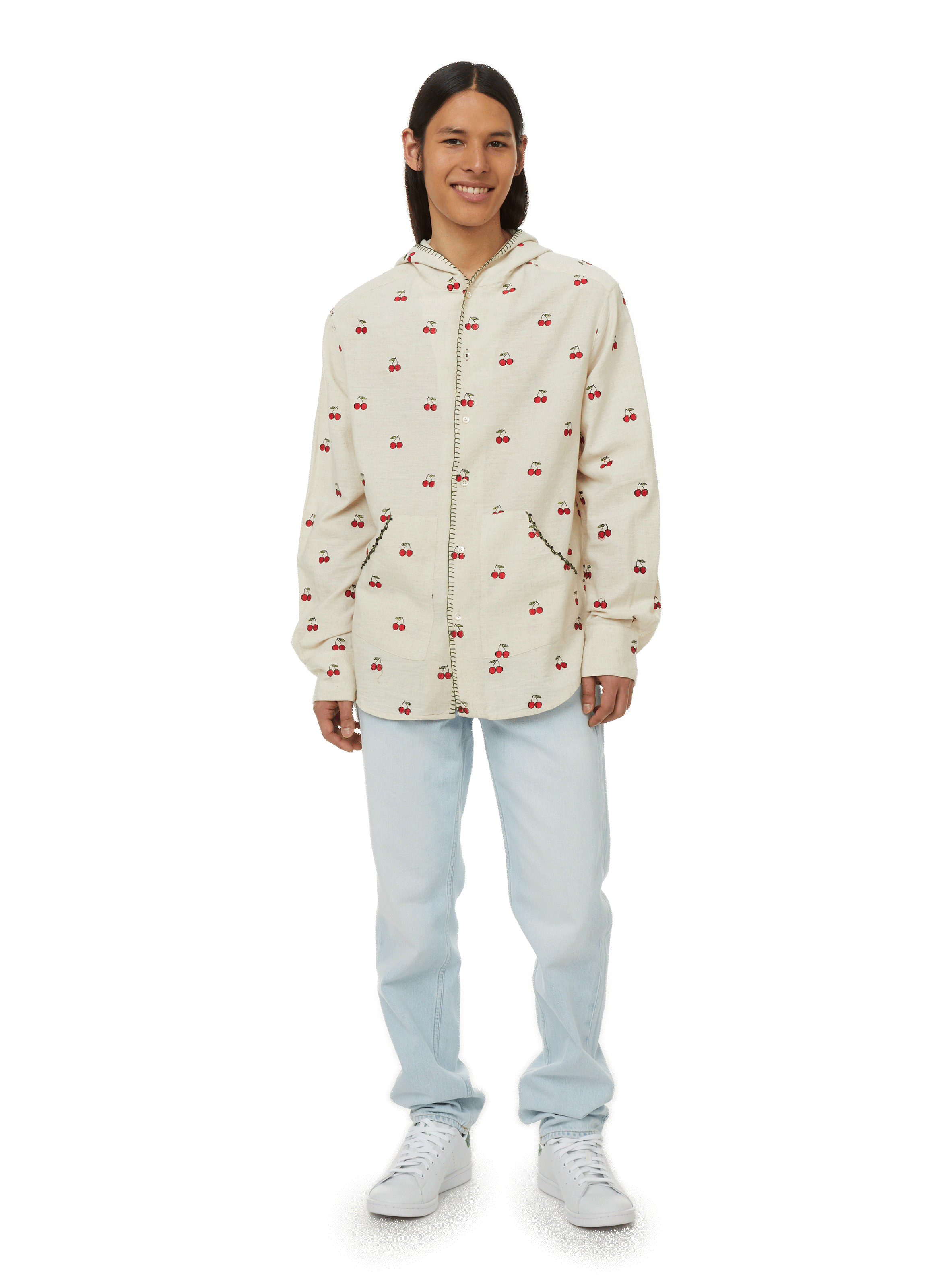 Hoodie à broderies en coton BAZISZT Beige