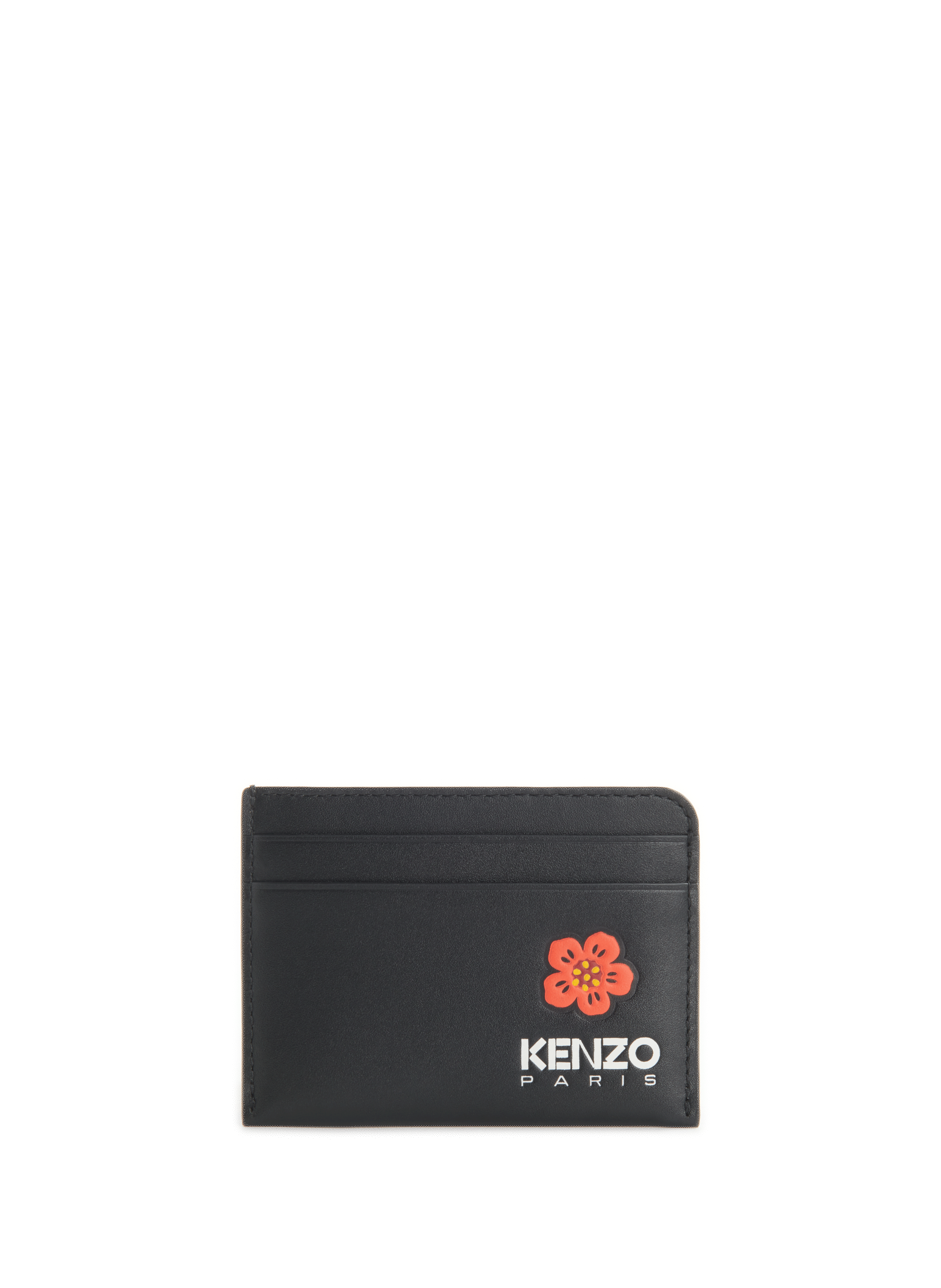 KENZO Porte-cartes Boke Flower en cuir Noir