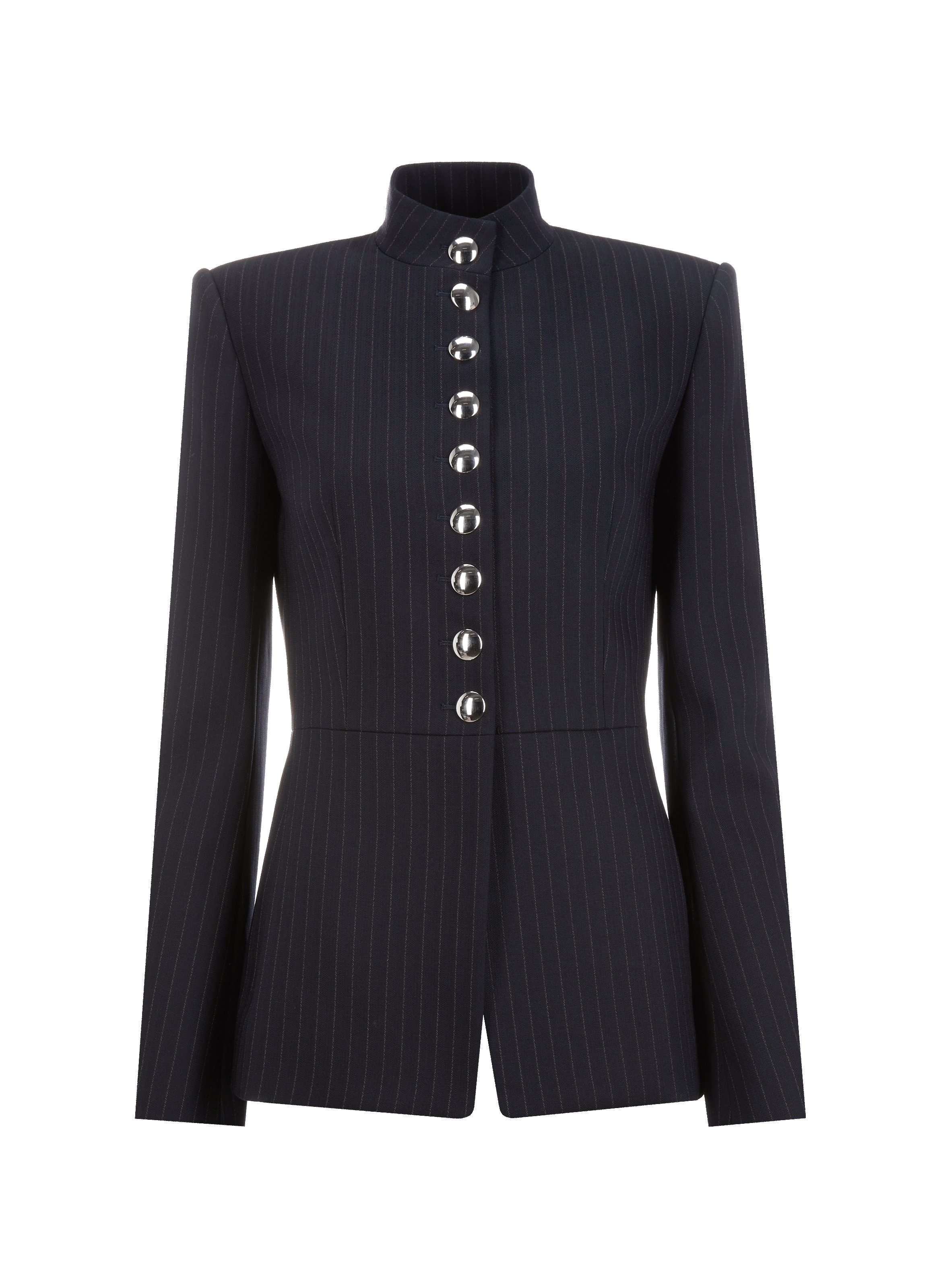 Khaite The Samuel Pinstriped Jacket In Navy White