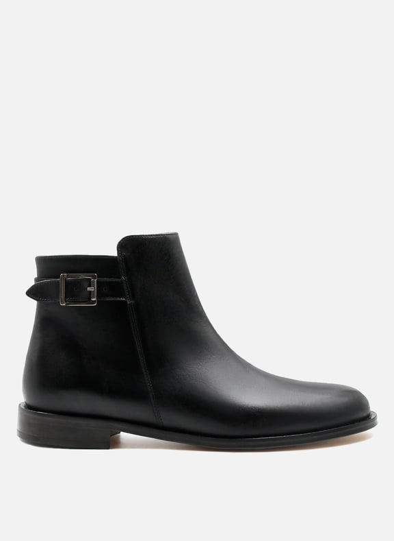 Boots à boucle cuir lisse Noir by JULES & JENN JULES & JENN Boots à boucle cuir lisse Noir