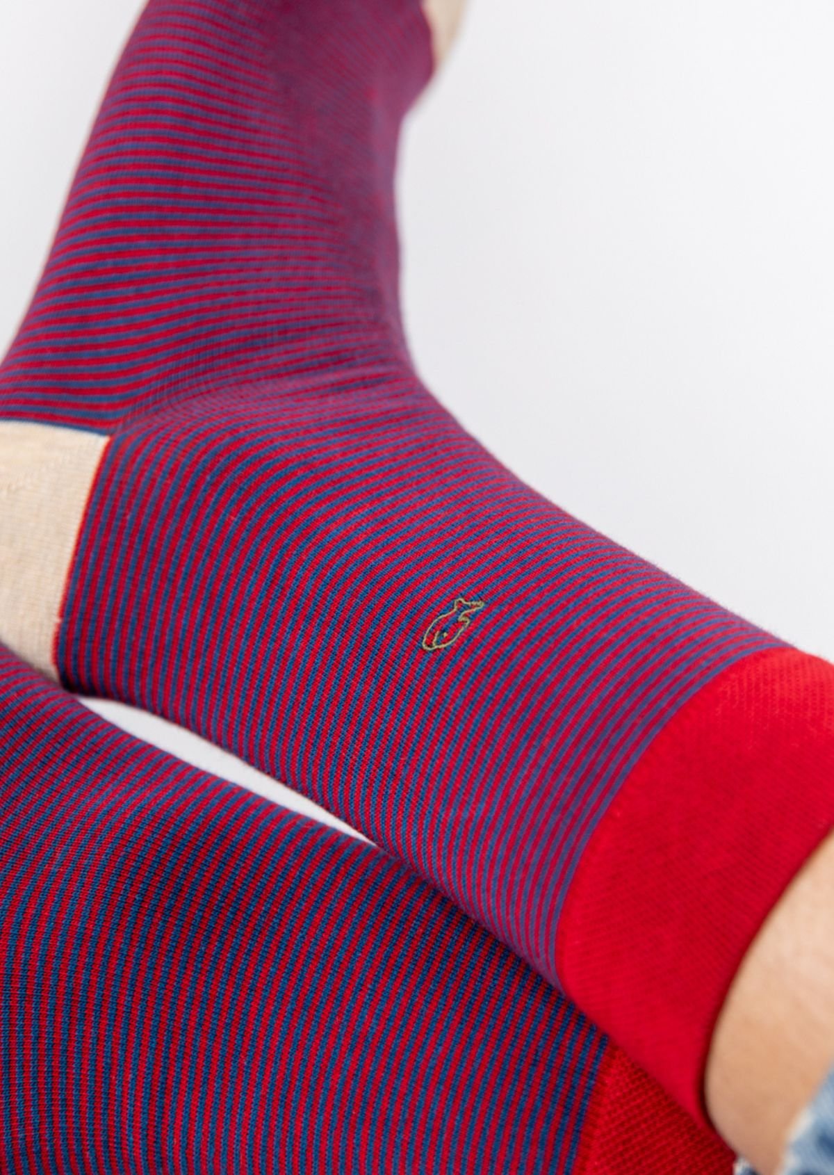 Chaussettes en coton peigné rayées BILLYBELT Rouge