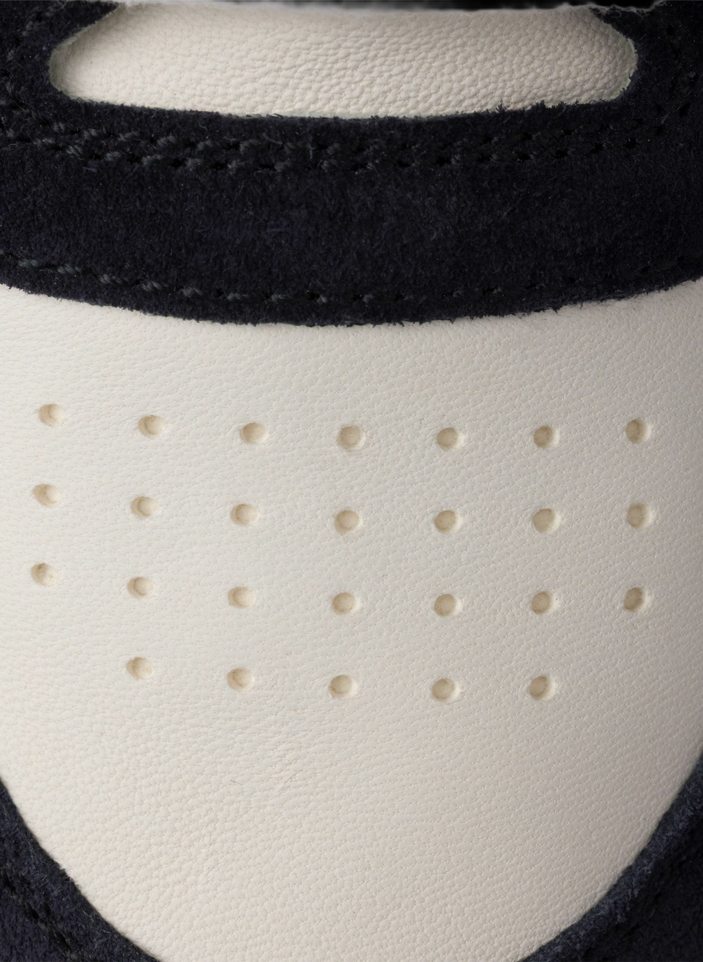 Sneakers downtown bold en cuir nappa et veau velou PRADA Blanc