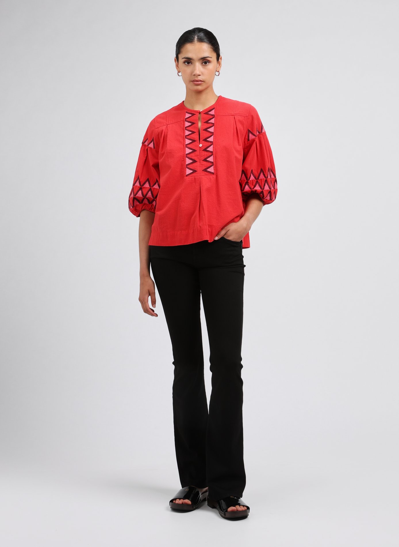 Cotton Blouse LEON & HARPER Red