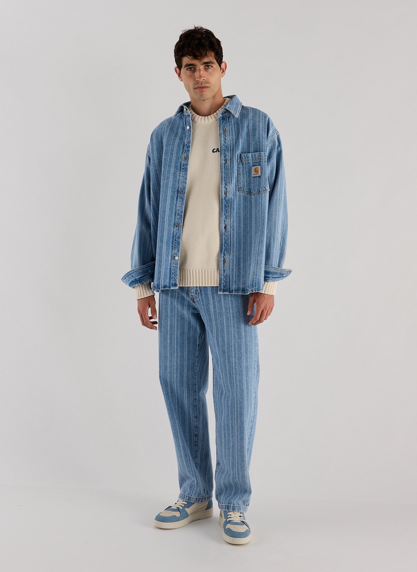 Striped denim overshirt CARHARTT WIP Blue