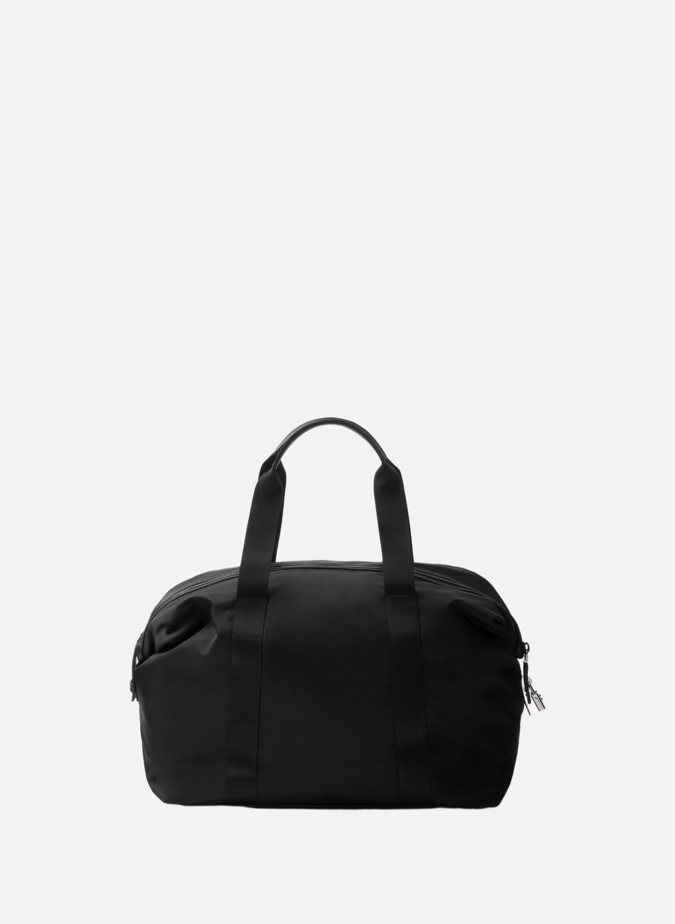 Sac de sport en re-nylon et cuir saffiano PRADA Noir