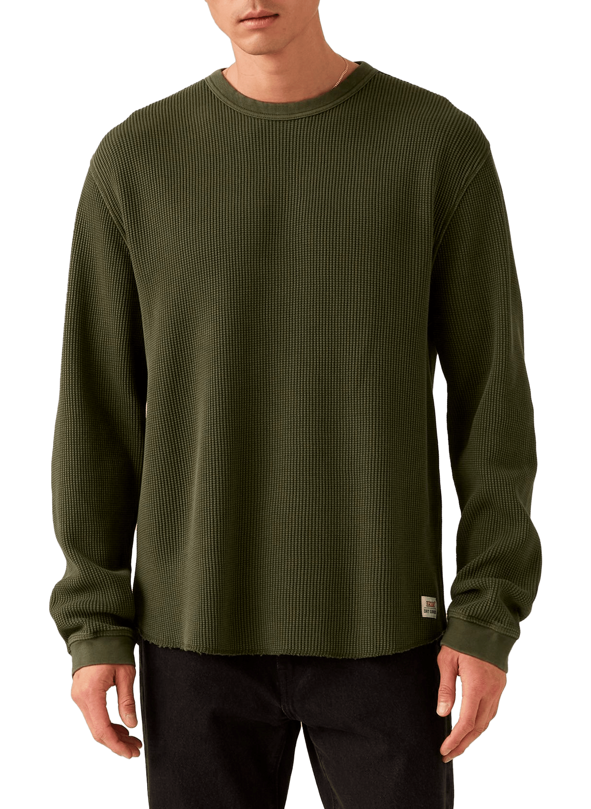 LEVI'S Pull gaufré à col rond en coton Green