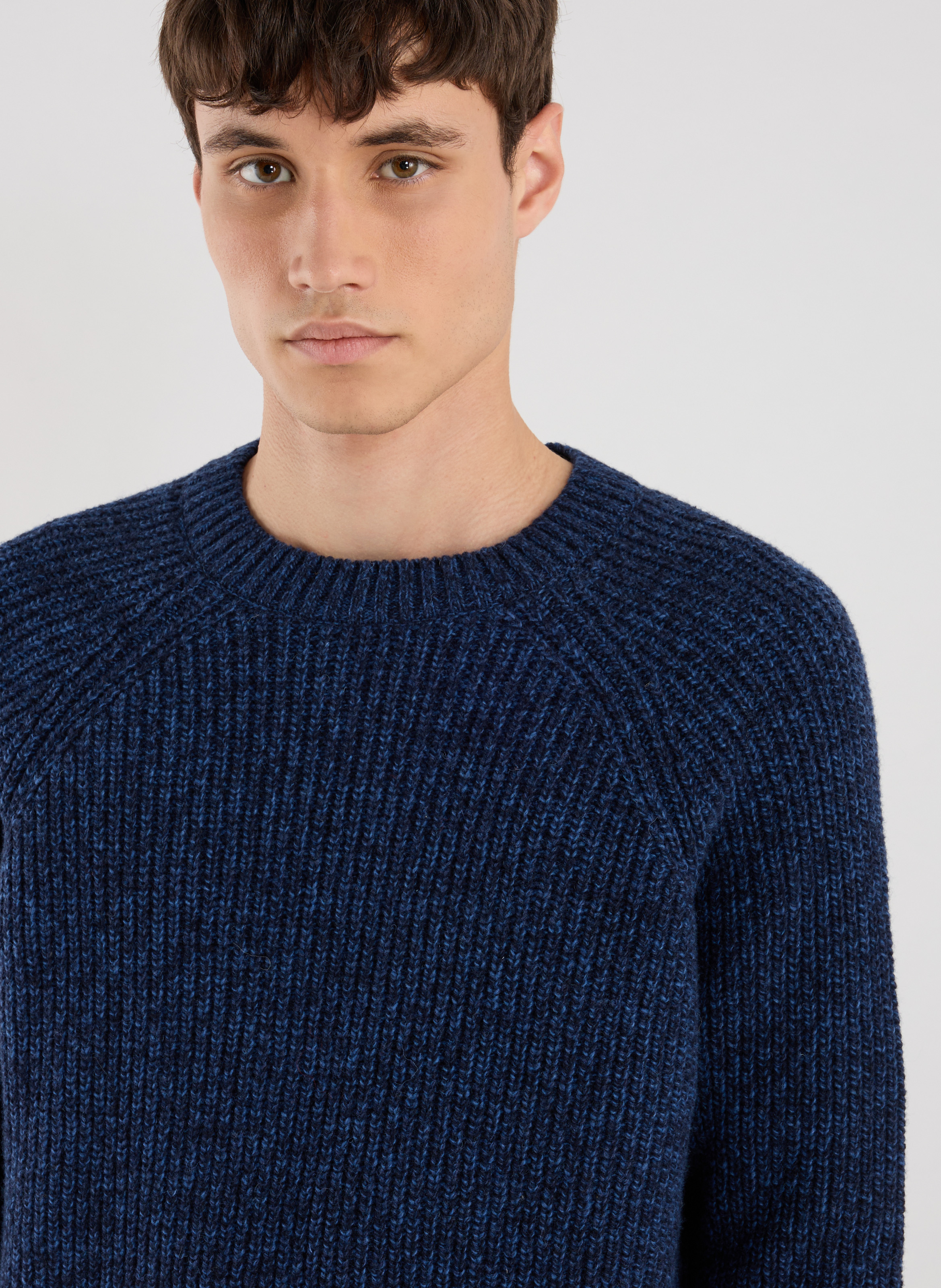 Round neck wool blend sweater SAISON 1865 Blue