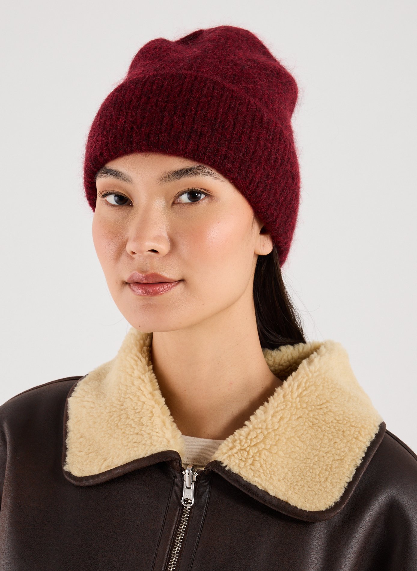 Wide cuff mohair blend beanie SAISON 1865 Red