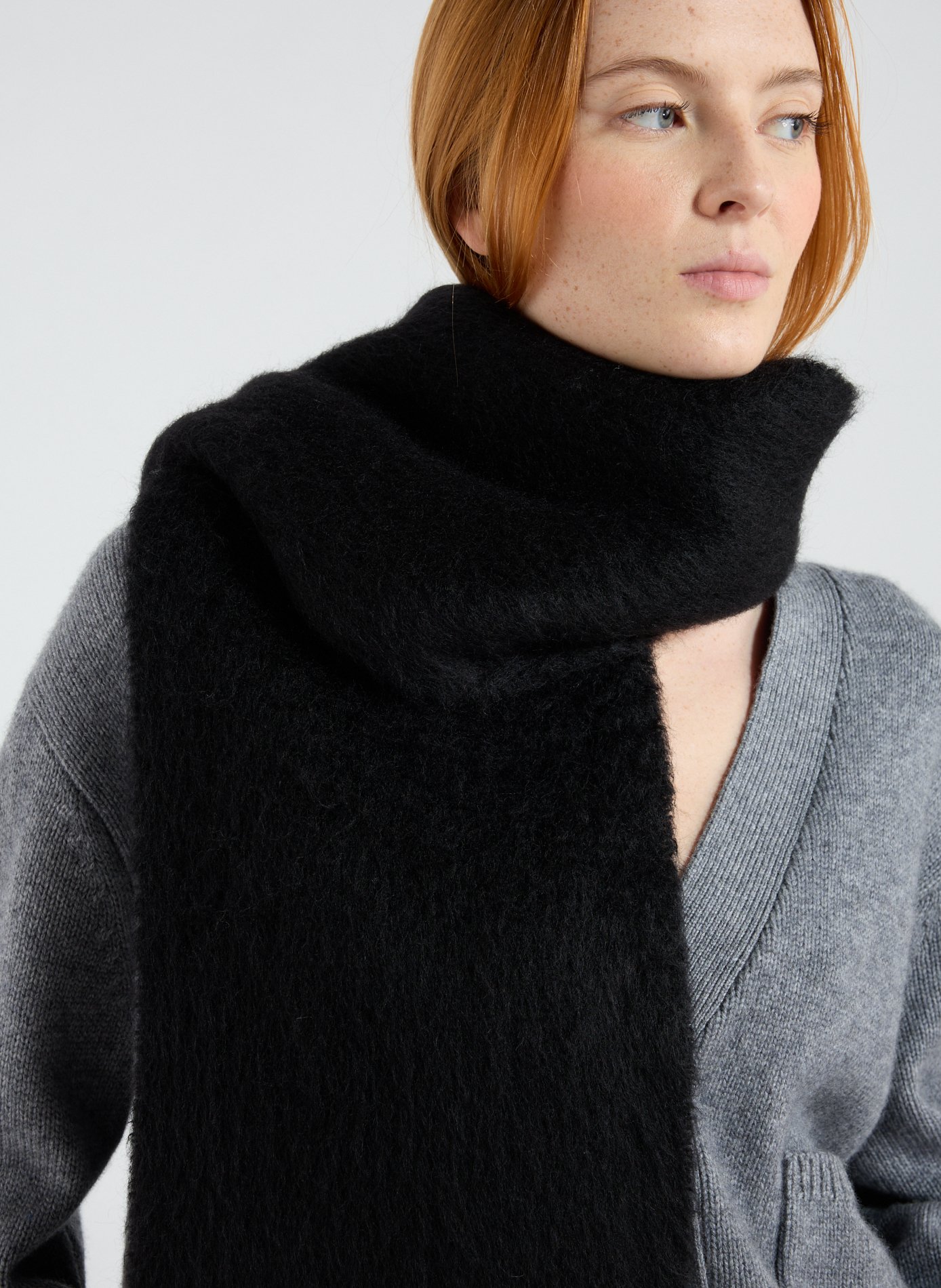 Echarpe à logo en mohair mélangé ACNE STUDIOS Noir