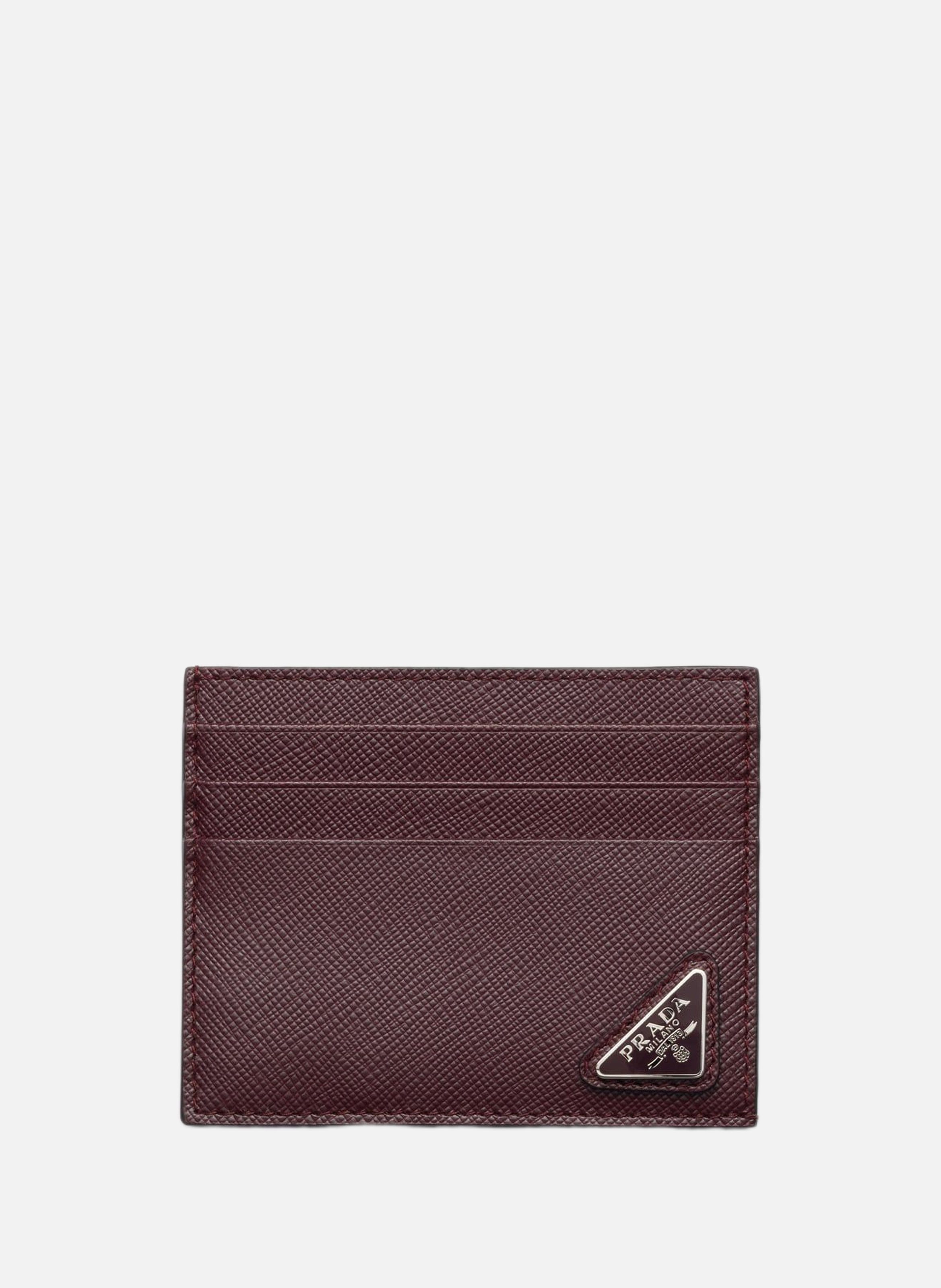 Porte-cartes en cuir saffiano PRADA Rouge