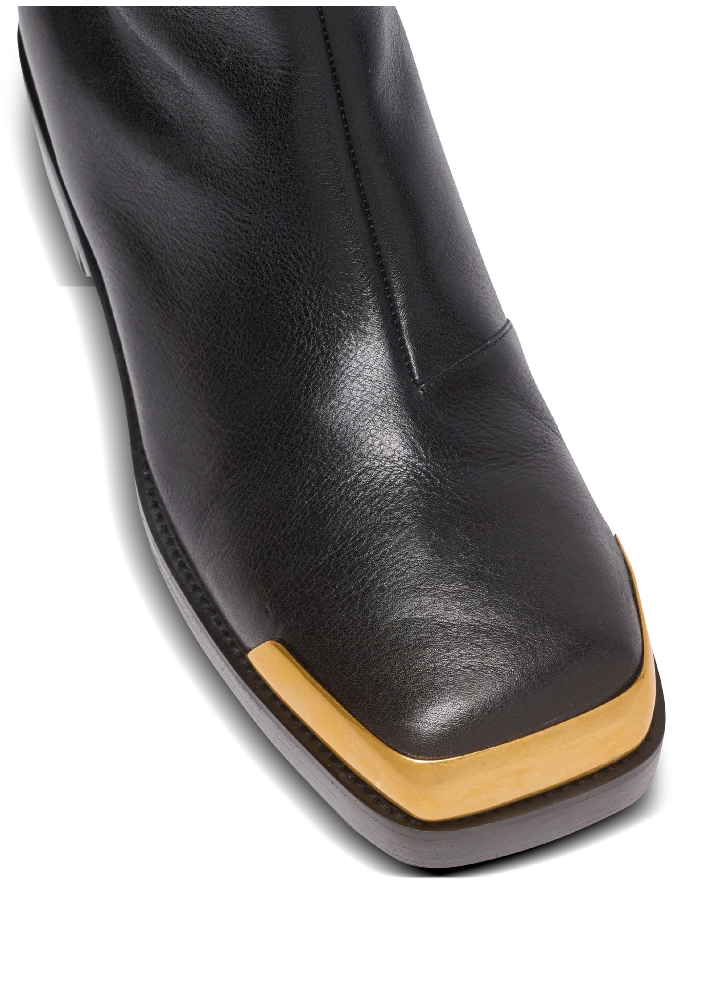 Boots bouts carrés en cuir texturé BALMAIN Noir