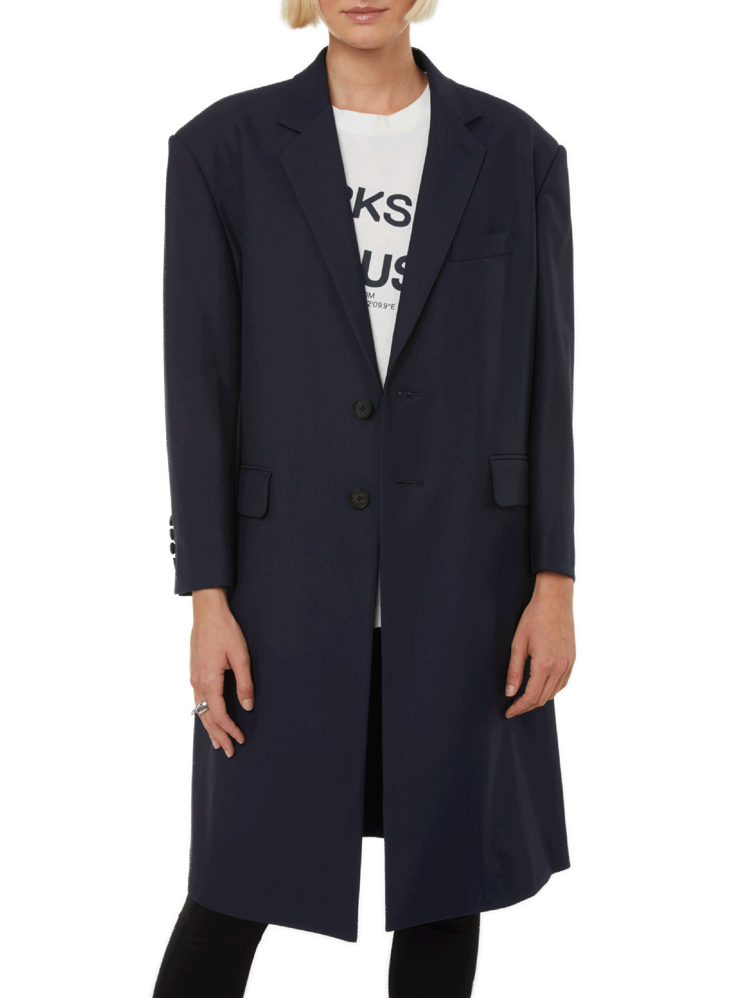 AMBUSH Manteau droit en laine mélangée Noir