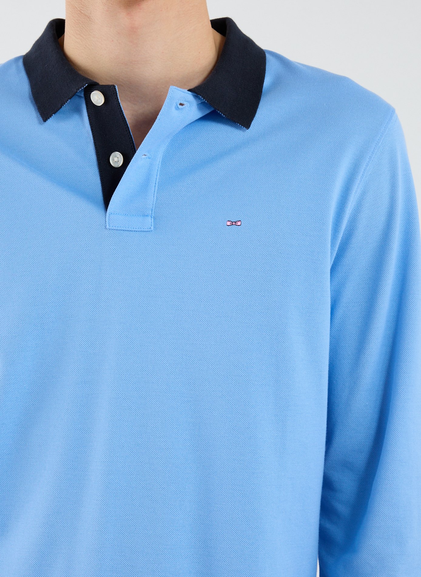 Long-sleeved cotton polo shirt EDEN PARK Blue