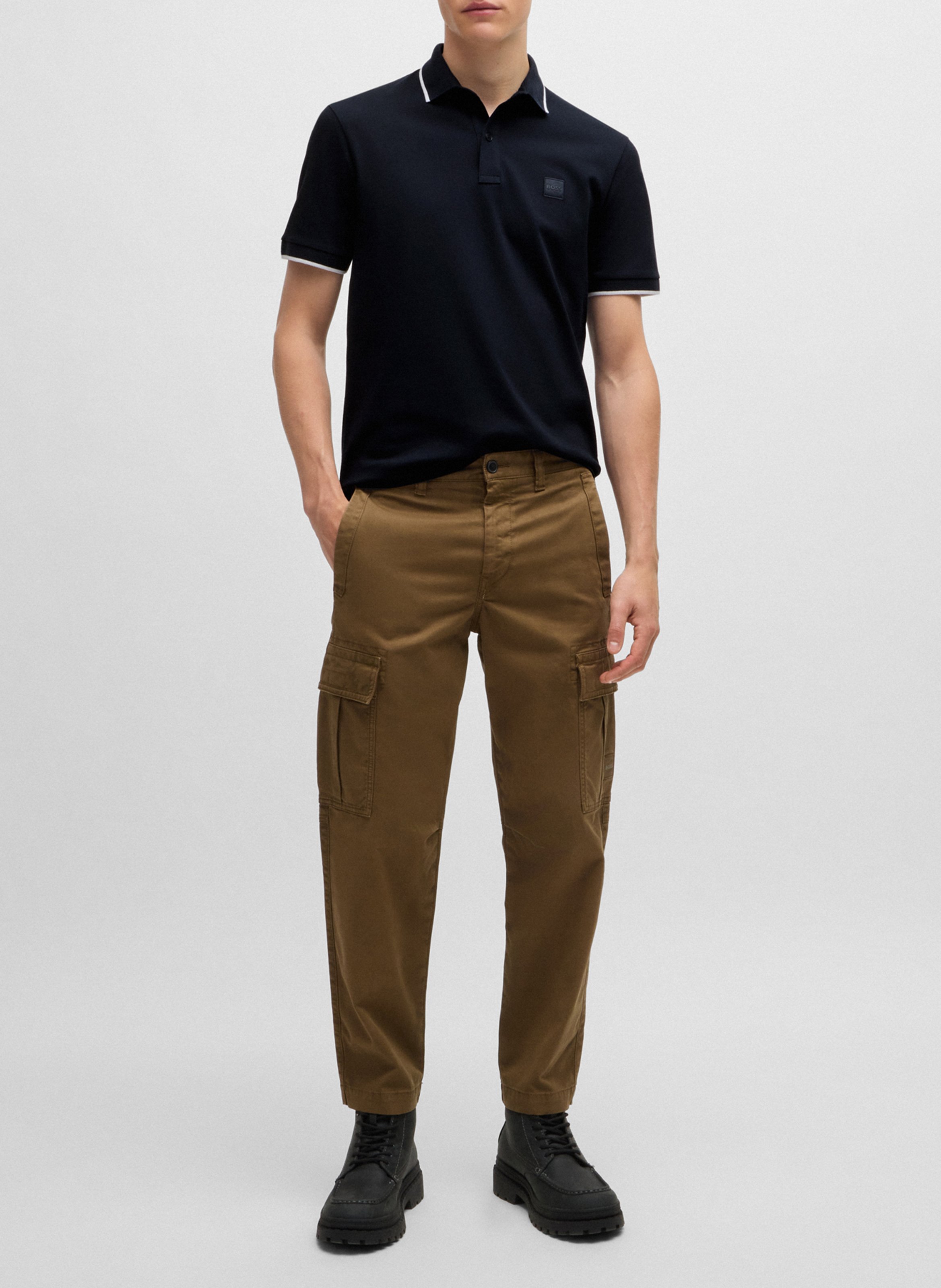 Polo slim-fit en coton stretch BOSS Bleu