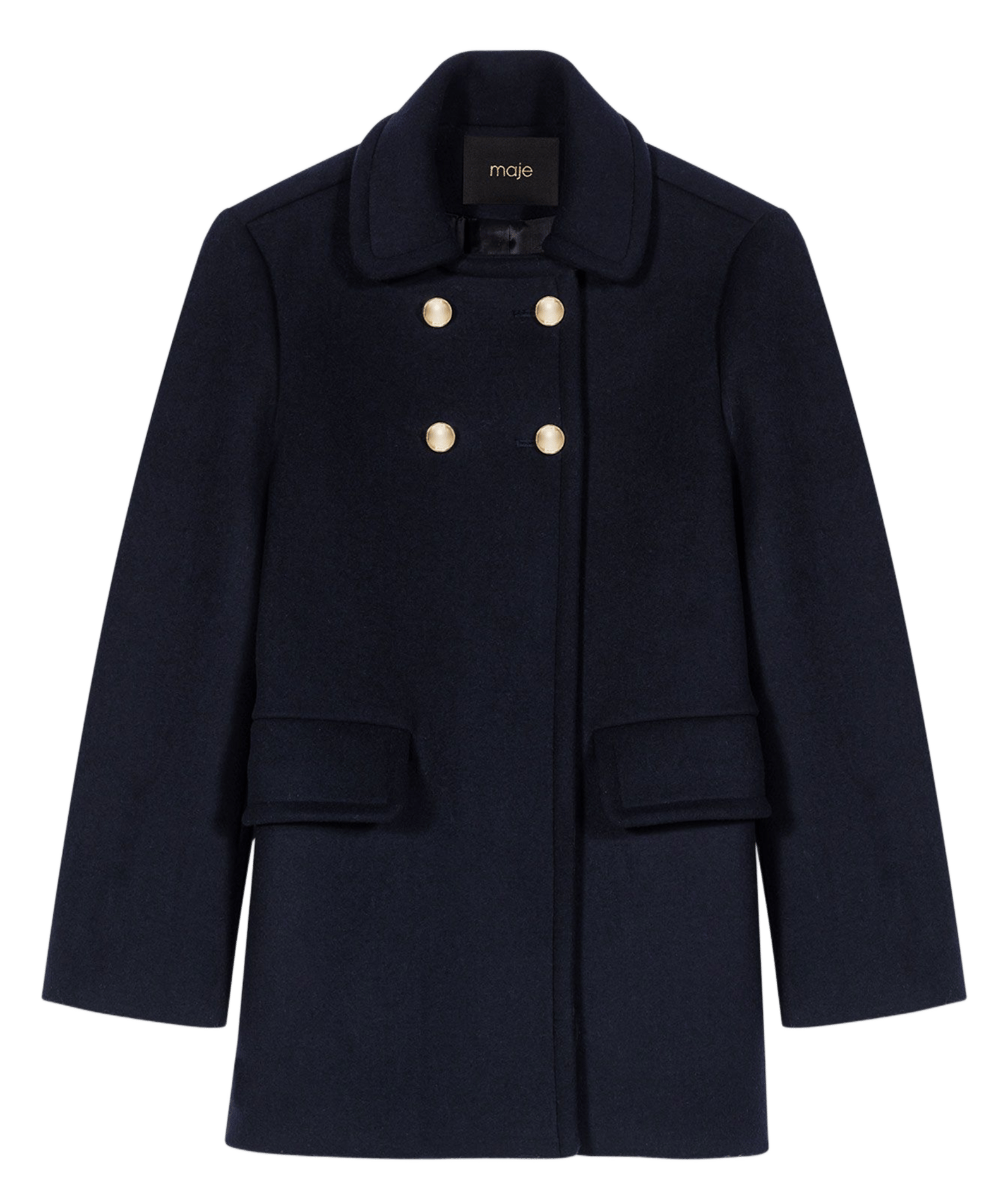 Manteau col classique en laine mélangée MAJE Bleu