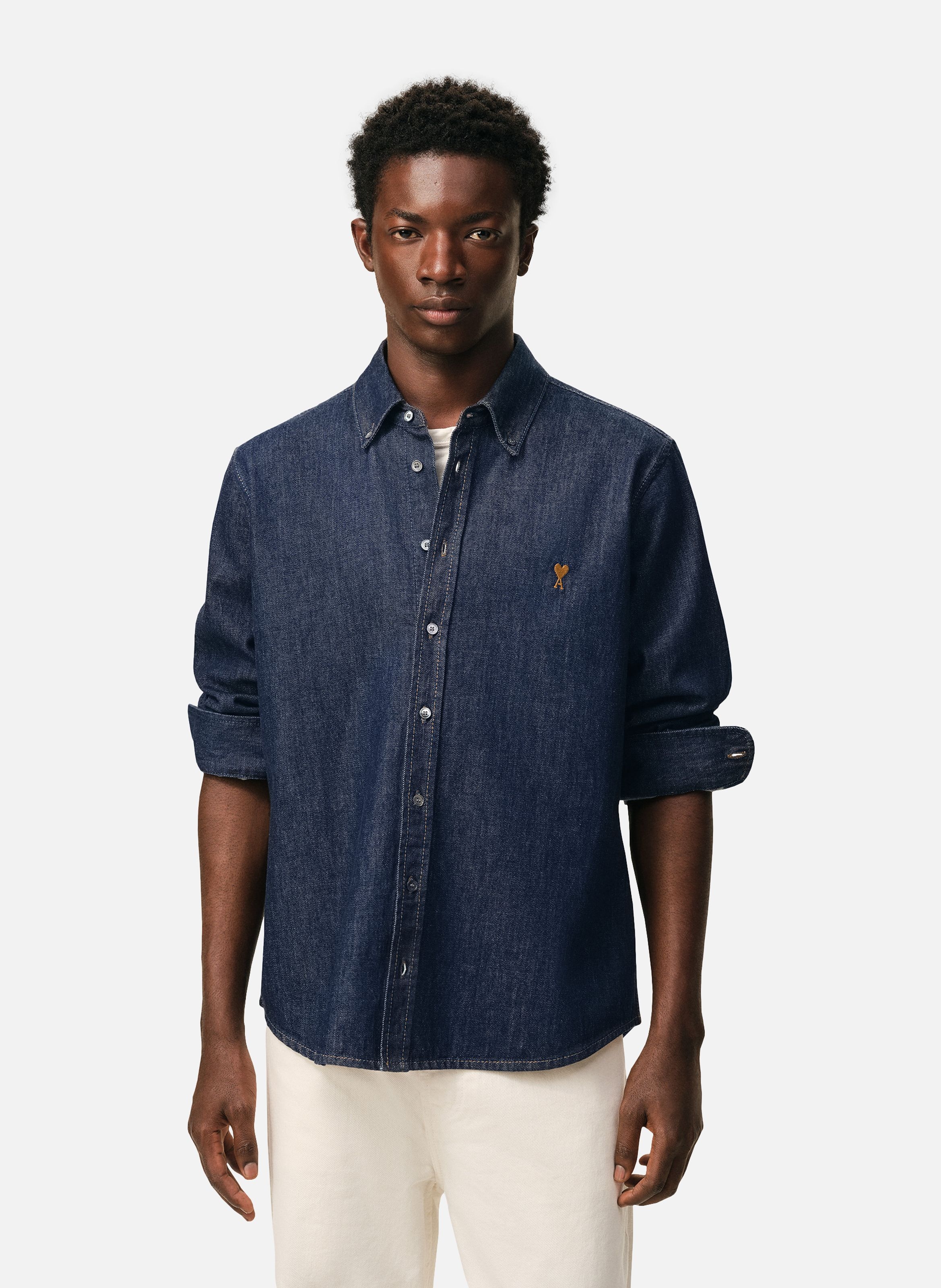 Chemise denim ami de coeur unisexe en coton AMI PARIS Bleu
