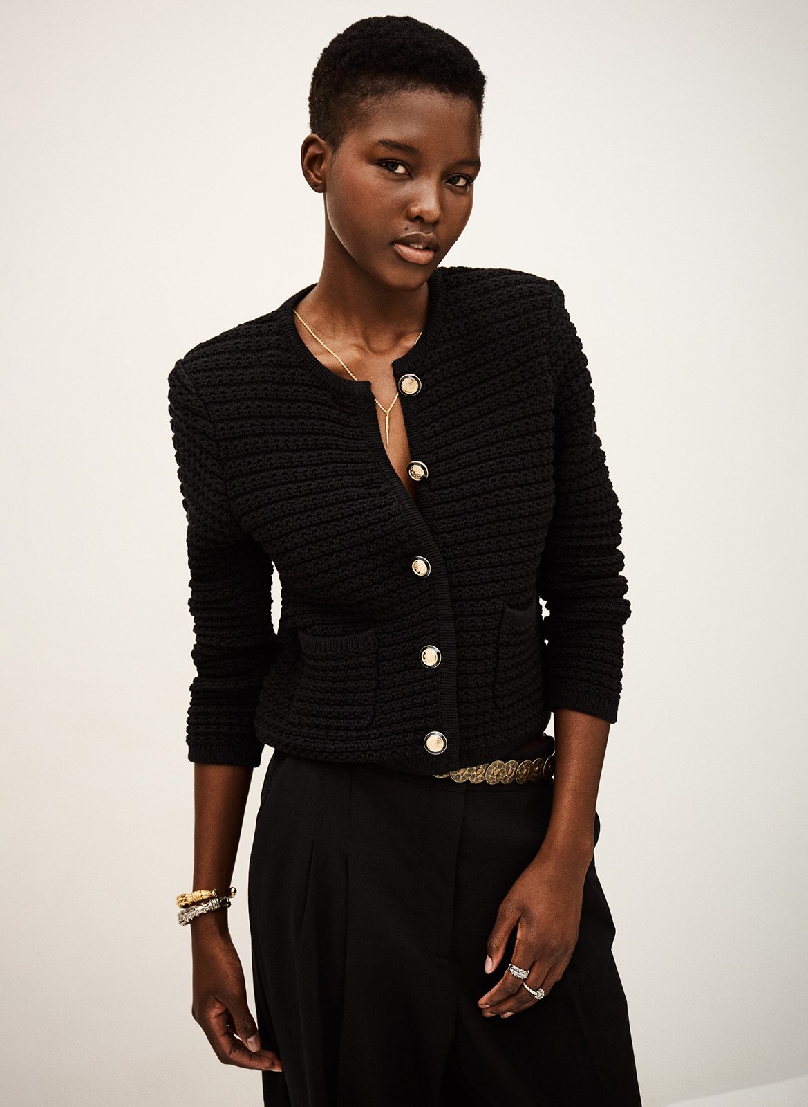 Gilet droit col rond en coton mélangé gaspard BA&SH Noir