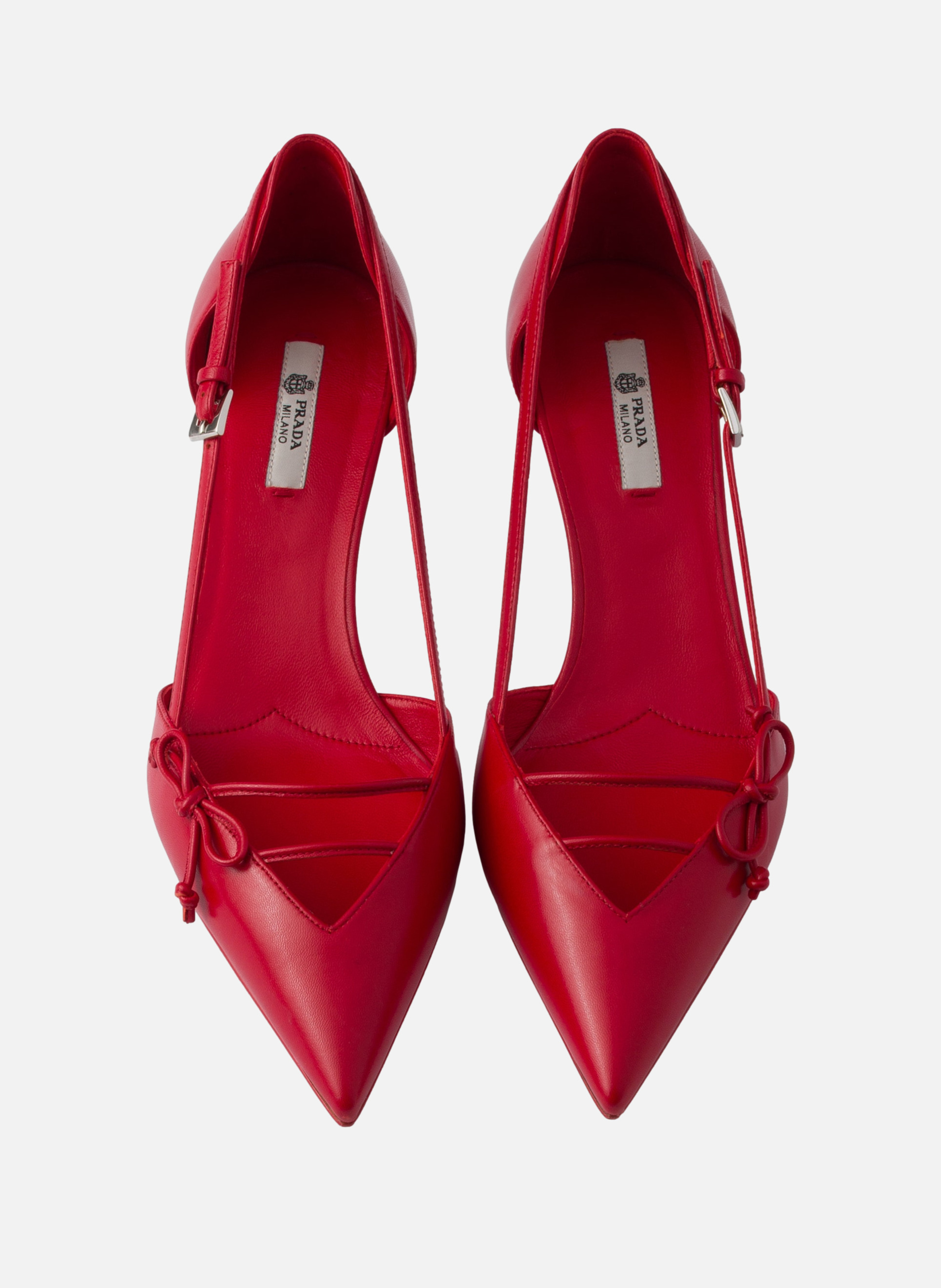 Escarpins en cuir à côtés ouverts PRADA Rouge
