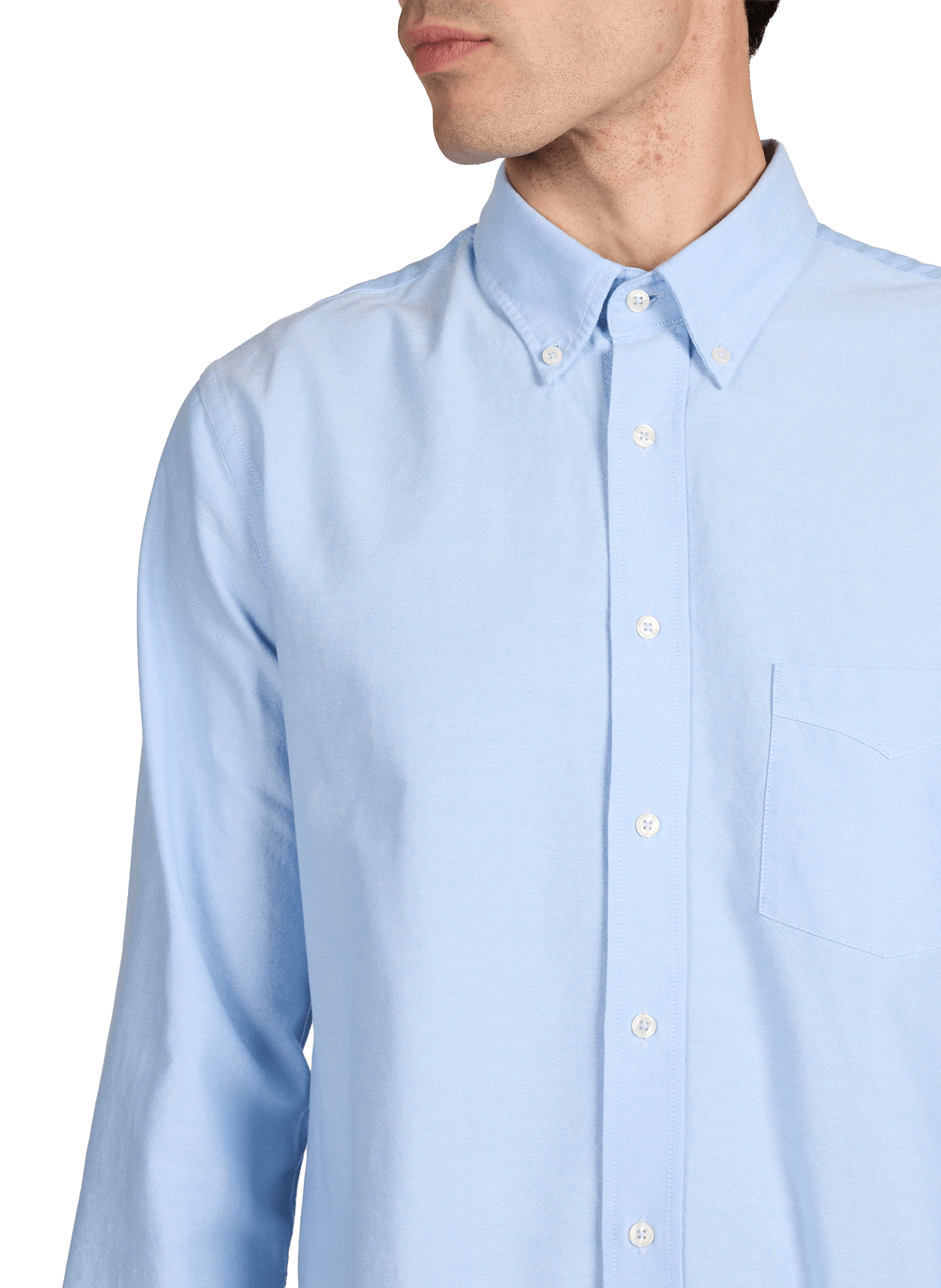 Chemise unie à col américain en coton OFFICINE GENERALE Bleu