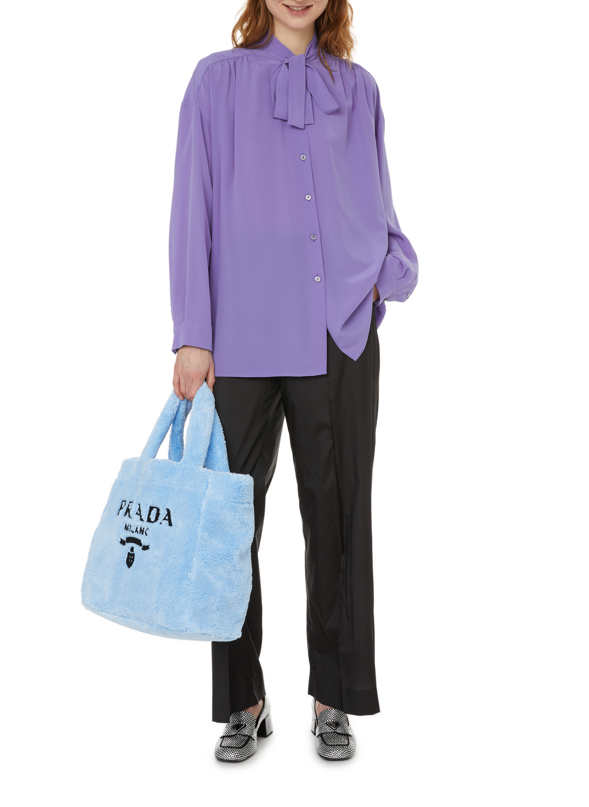 Chemisier en crêpe de Chine PRADA Violet