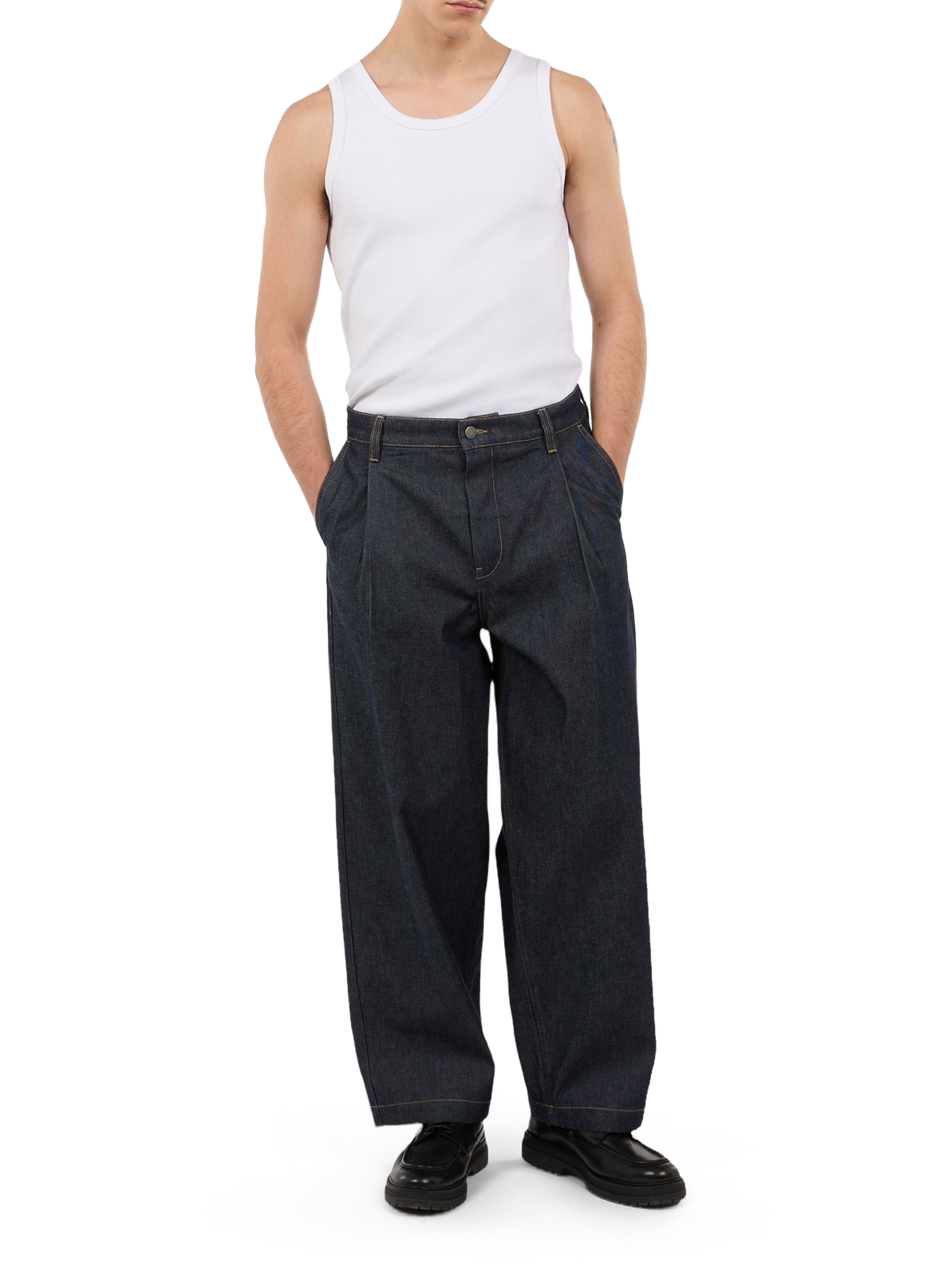 Wide-leg Haver raw cotton jeans Blue