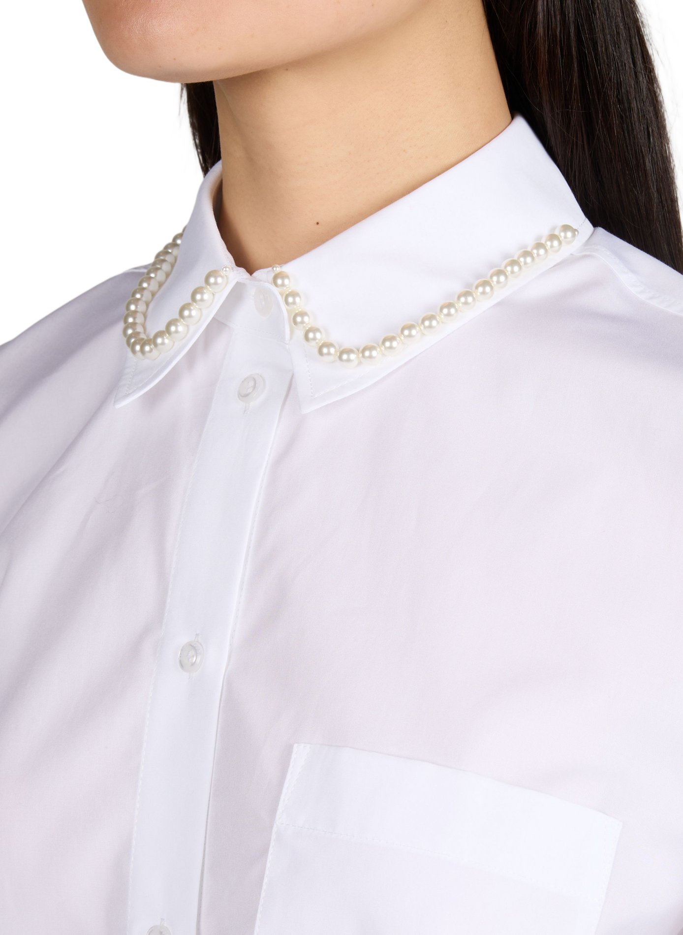Chemise droite avec perles en coton SIMONE ROCHA Blanc