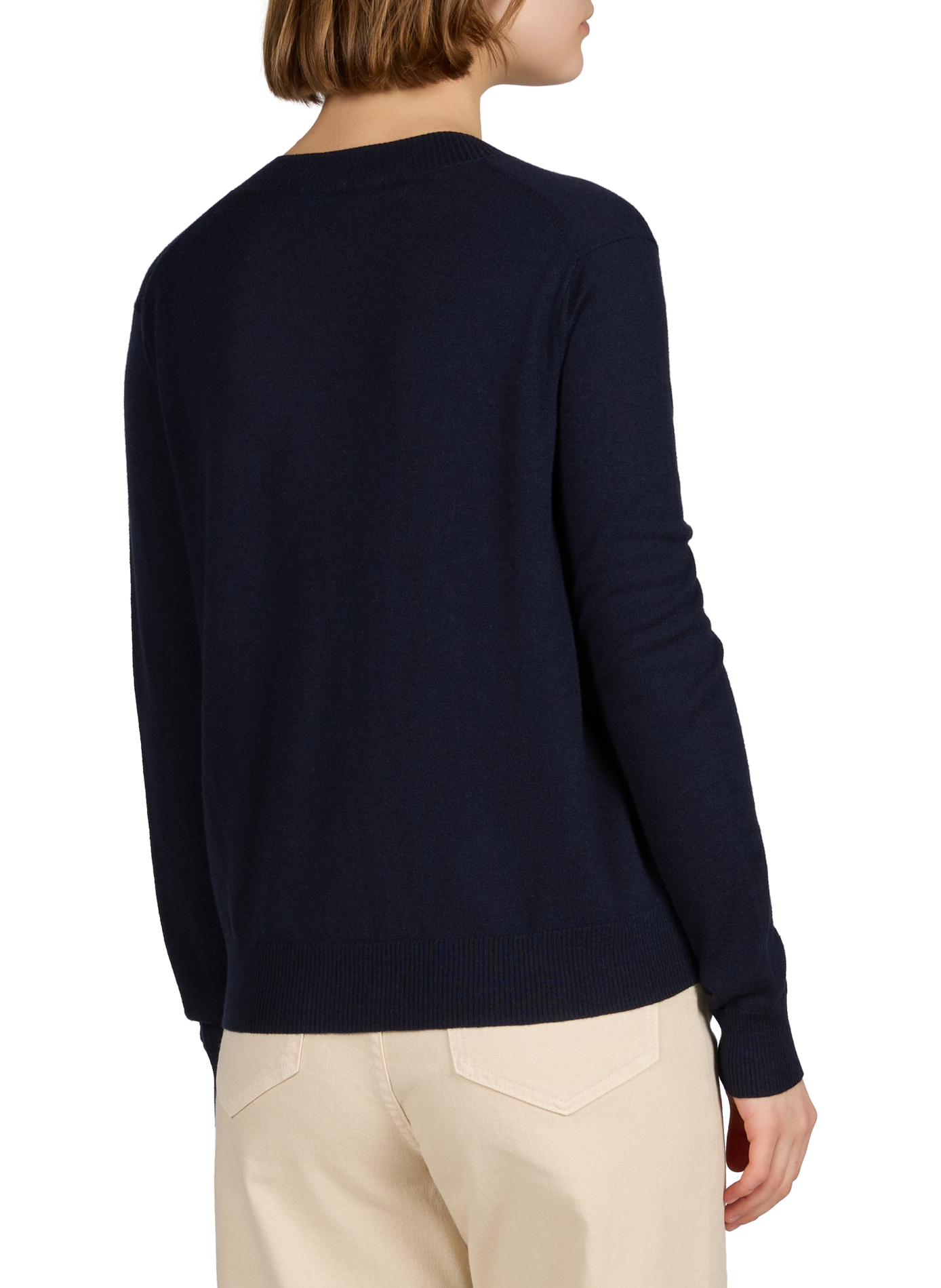 Pull col V en laine et cachemire MAX MARA WEEK END Bleu