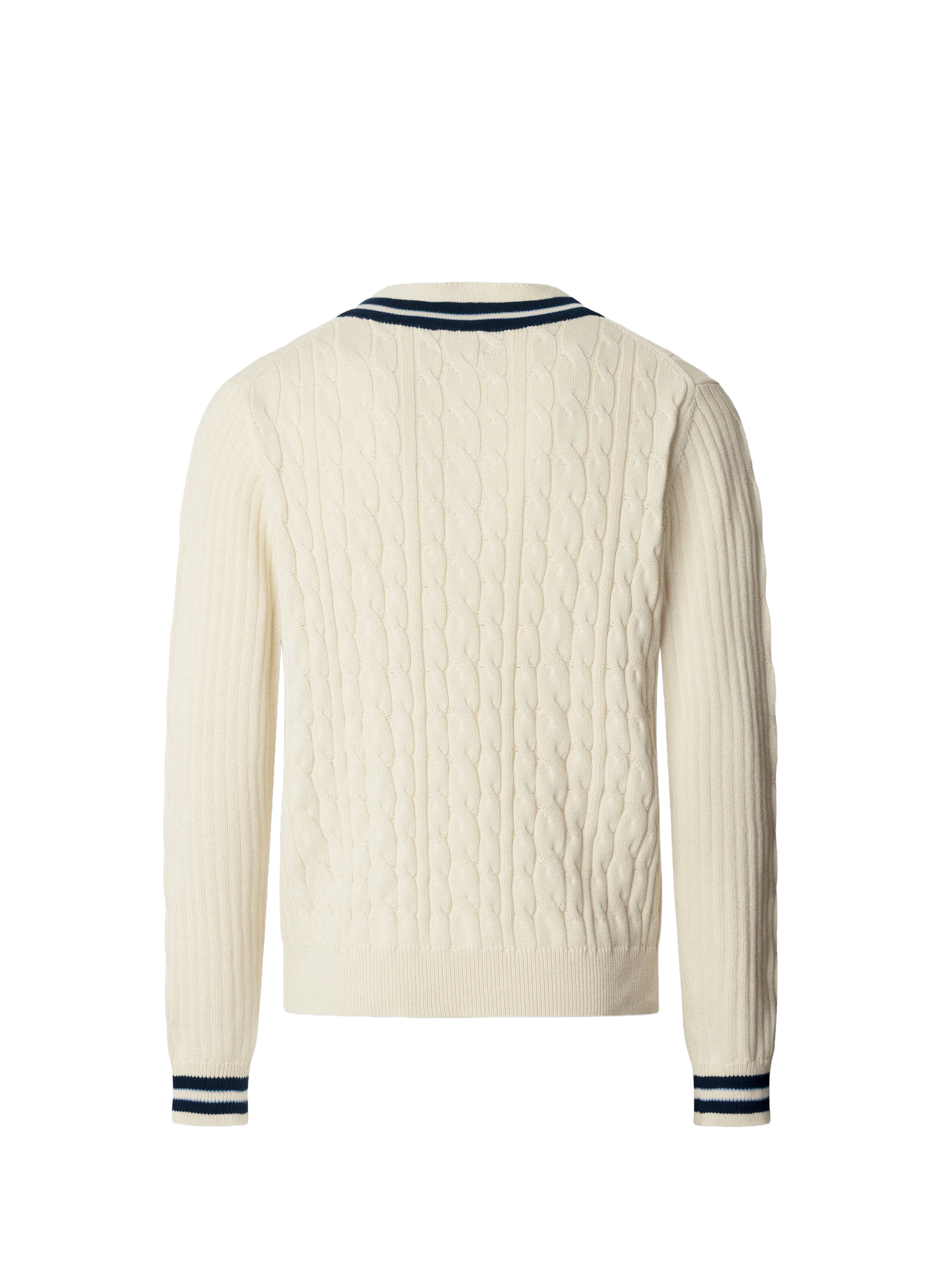 Pull col V en maille tressée HACKETT Blanc