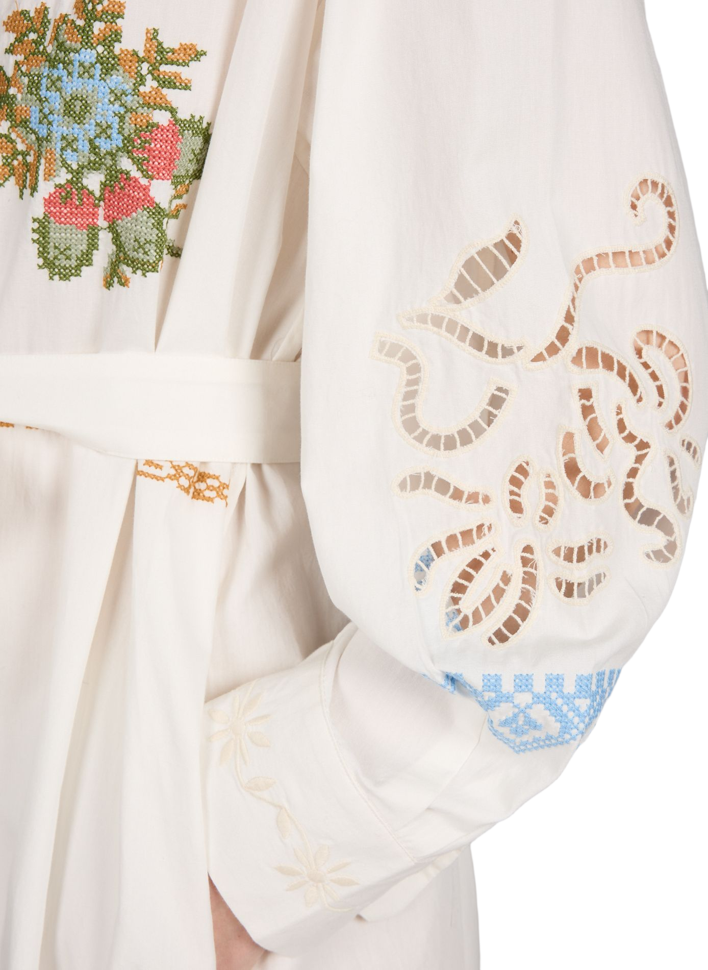 Robe midi chemise broderie en coton MAX MARA WEEK END Blanc