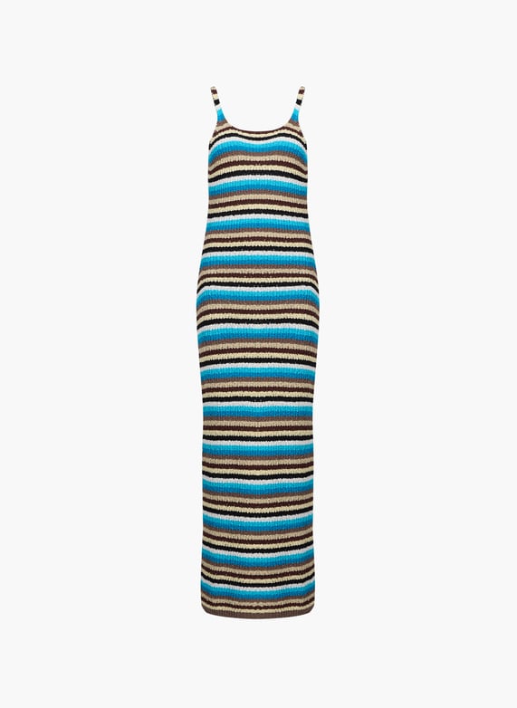 Long striped cotton knit maxi dress Blue Topshop - Women | Printemps.com Long striped cotton knit maxi dress Blue Topshop - Women | Printemps.com