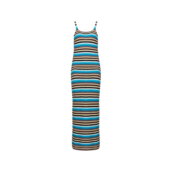 Robe longue maille à rayures en coton Robe longue maille à rayures en coton