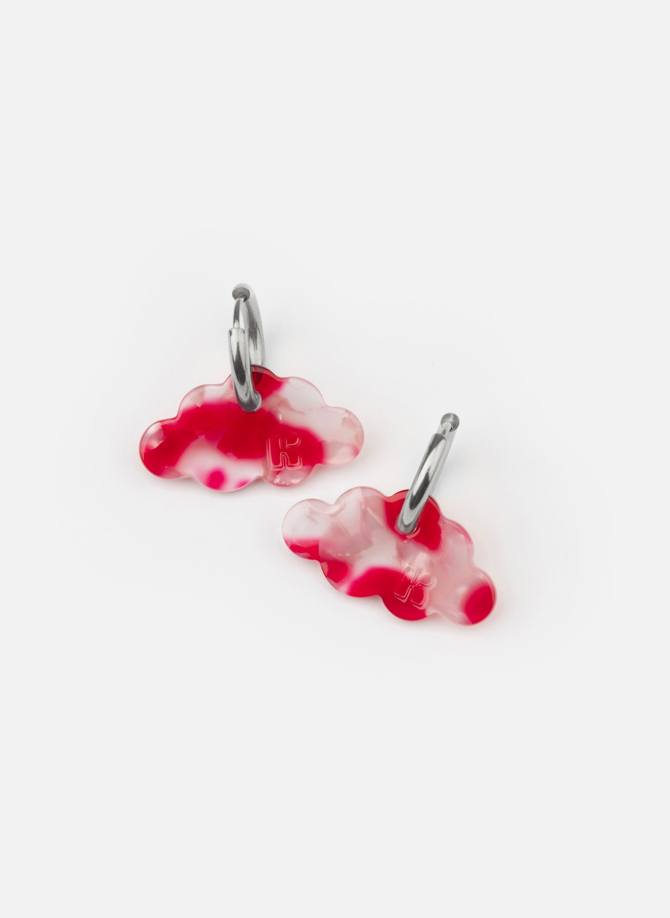 Boucles d'oreilles nuage avec anneaux en acier inoxydable doré KURAGE GINZA Rouge