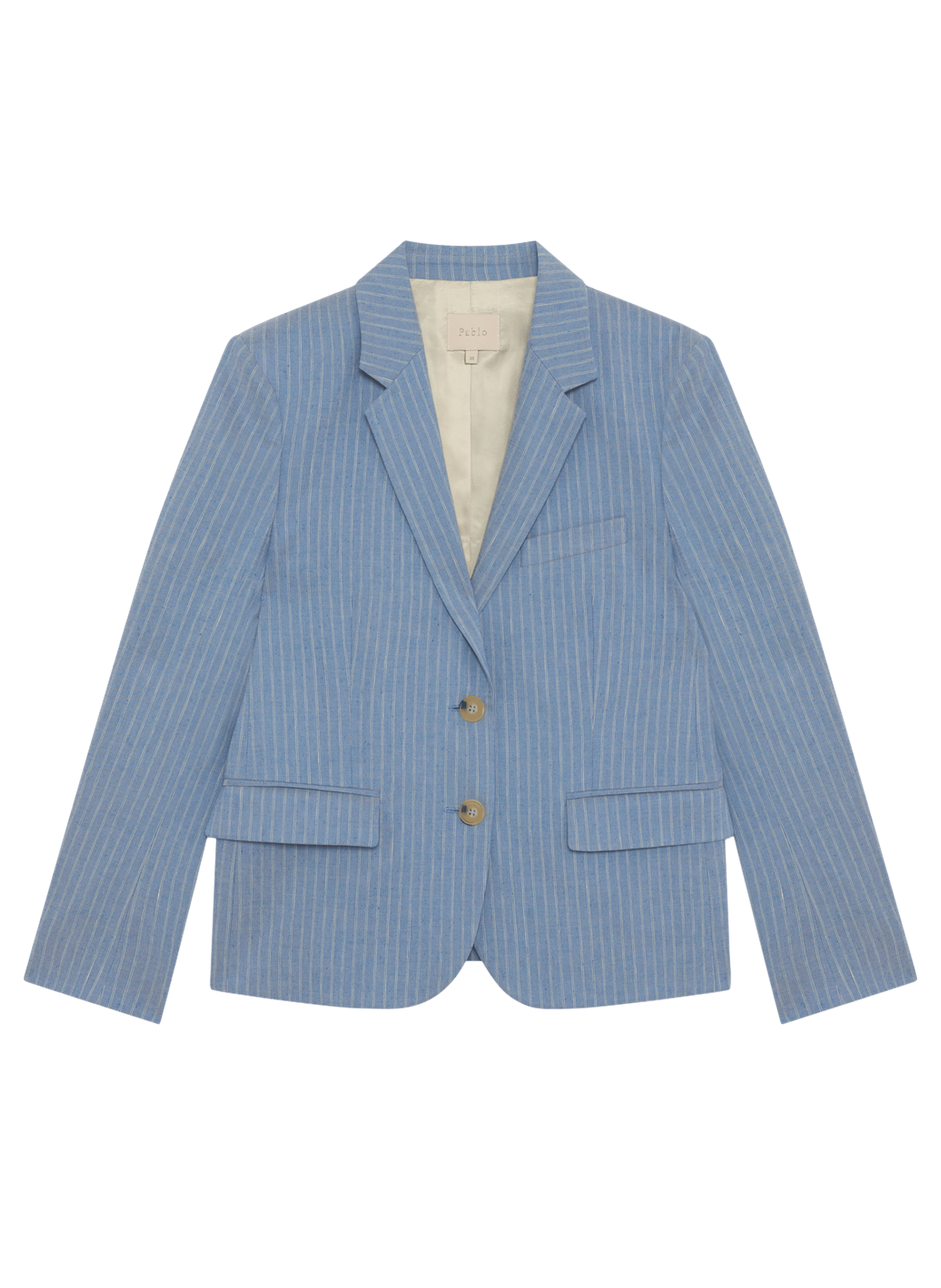 Veste de tailleur à rayures en lin mélangé - marwa PABLO Bleu