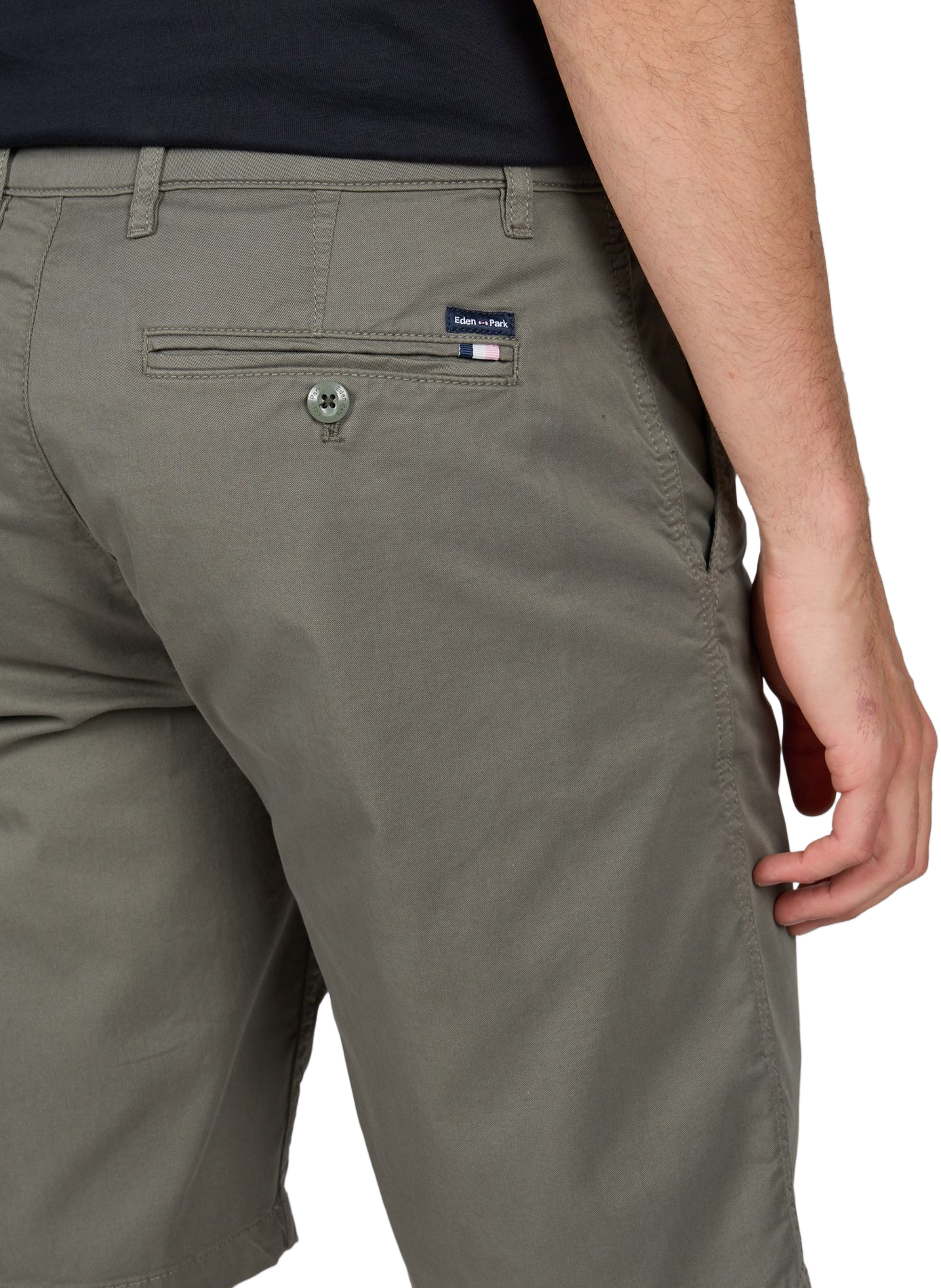 Bermuda uni en coton mélangé EDEN PARK Kaki