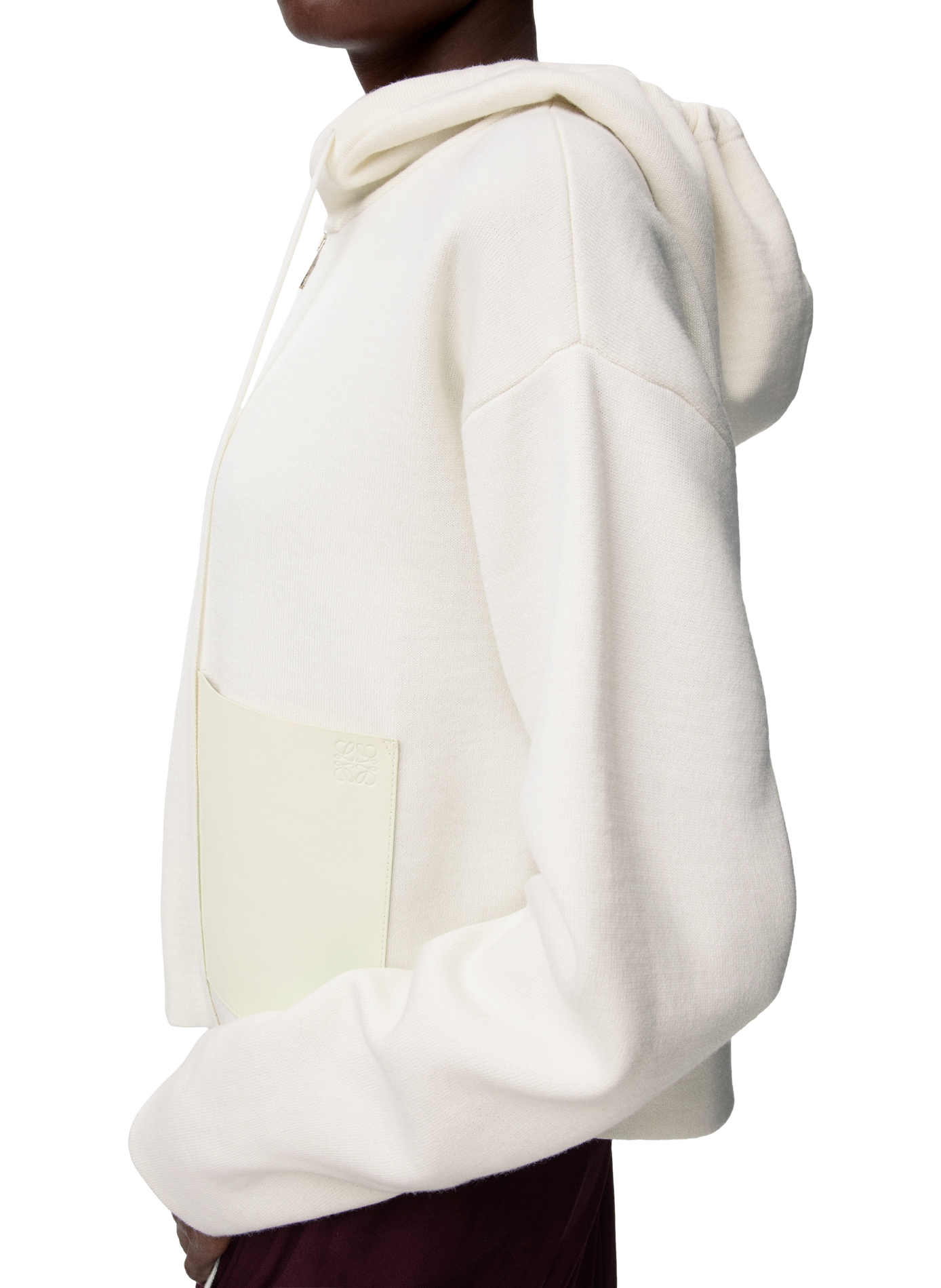 Zip-up wool hooded sweatshirt LOEWE White