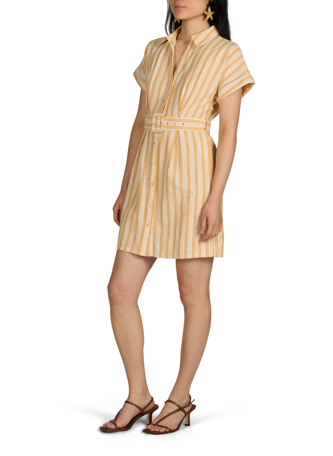 Striped dress with cotton belt VILA