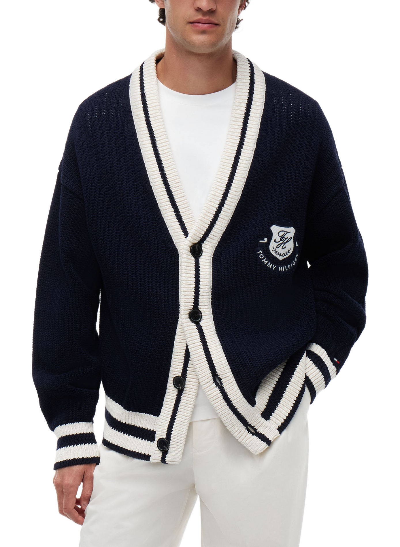 Ribbed cotton cardigan TOMMY HILFIGER Blue