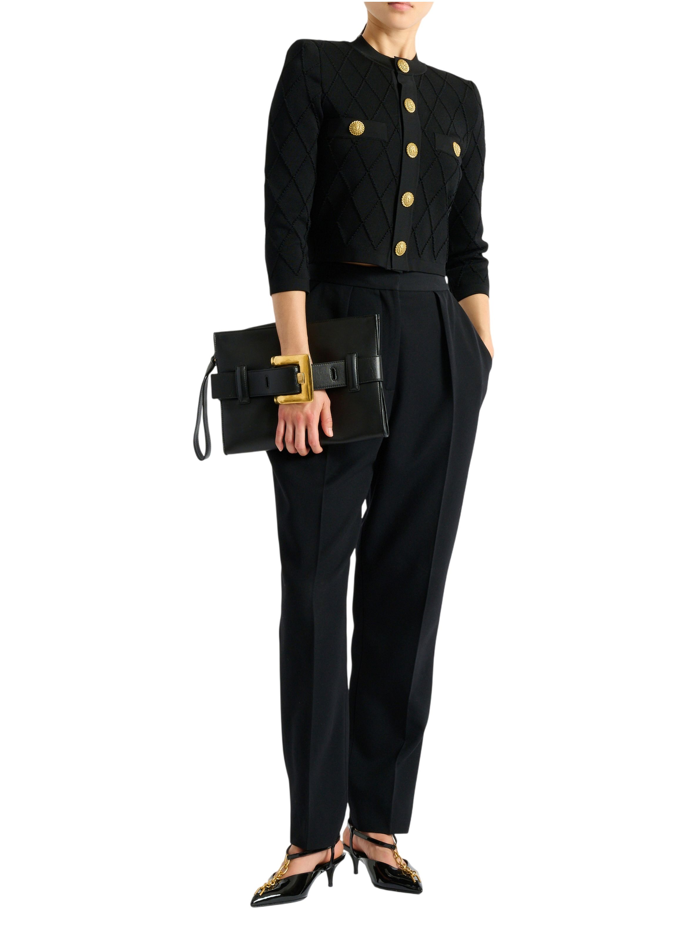 Cardigan court en maille BALMAIN Noir