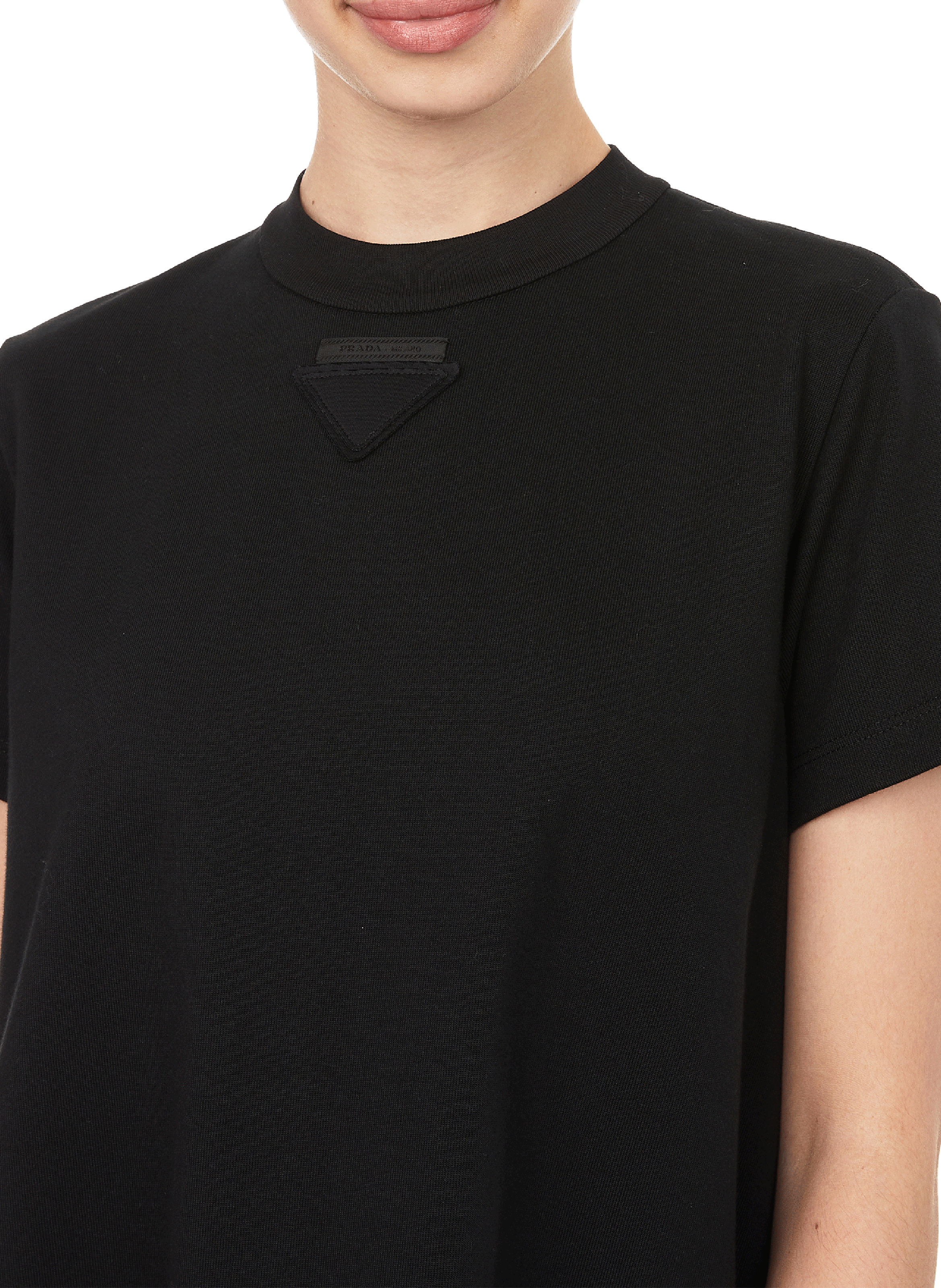 Robe t-shirt à volants en coton PRADA Noir
