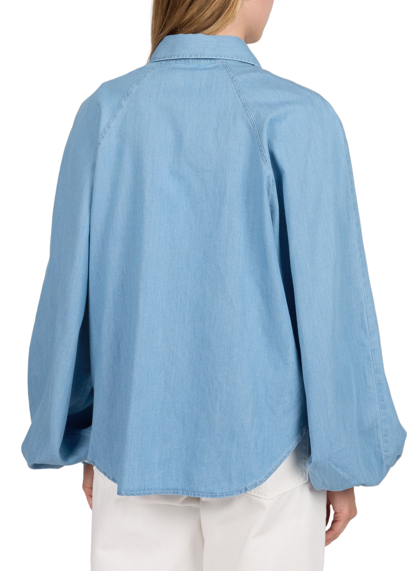 Gerader Baumwoll-Denim-Blusenkleid CLOSED Blau