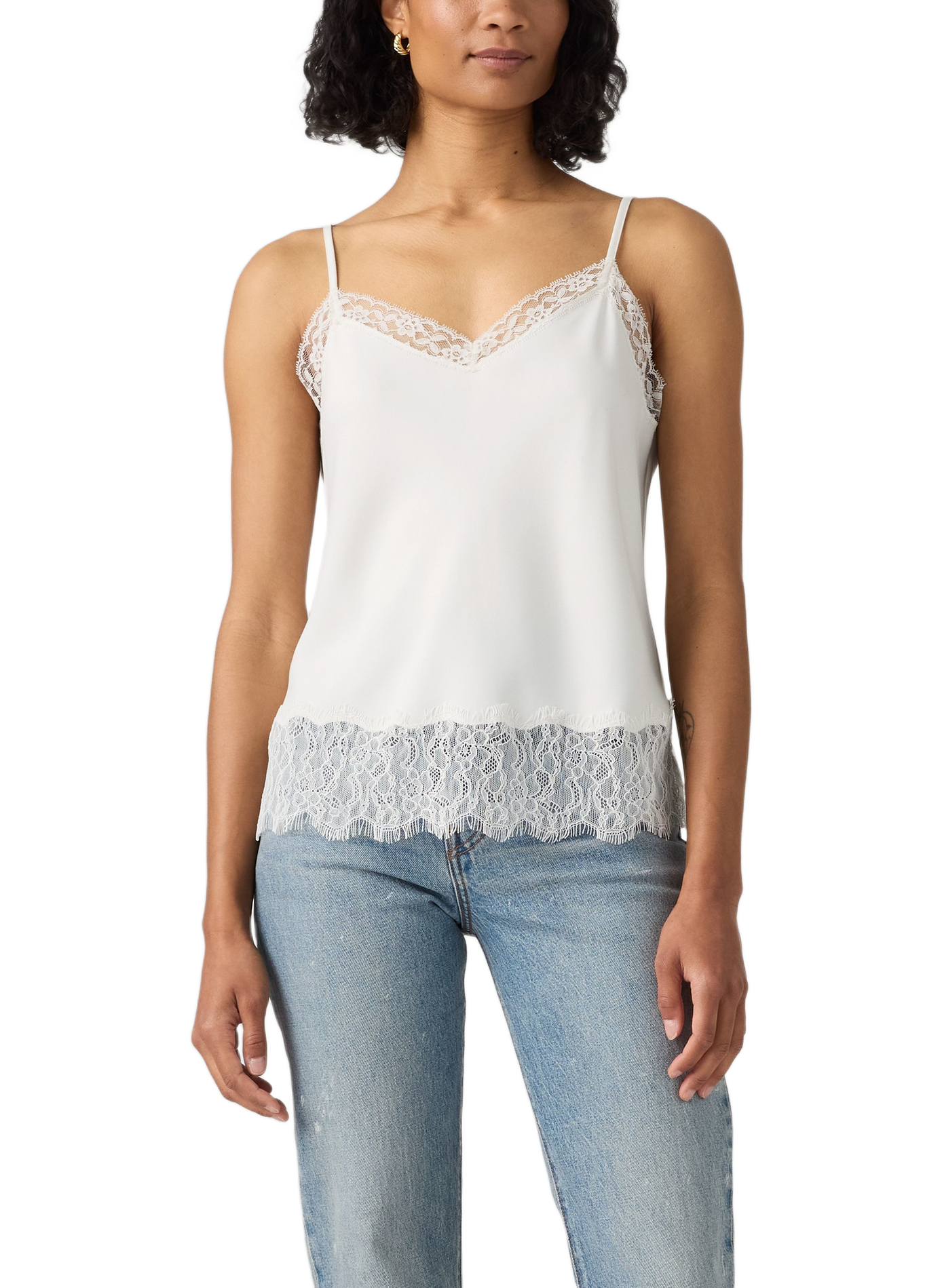 Rechte V-hals camisole met kant LEVI'S Wit