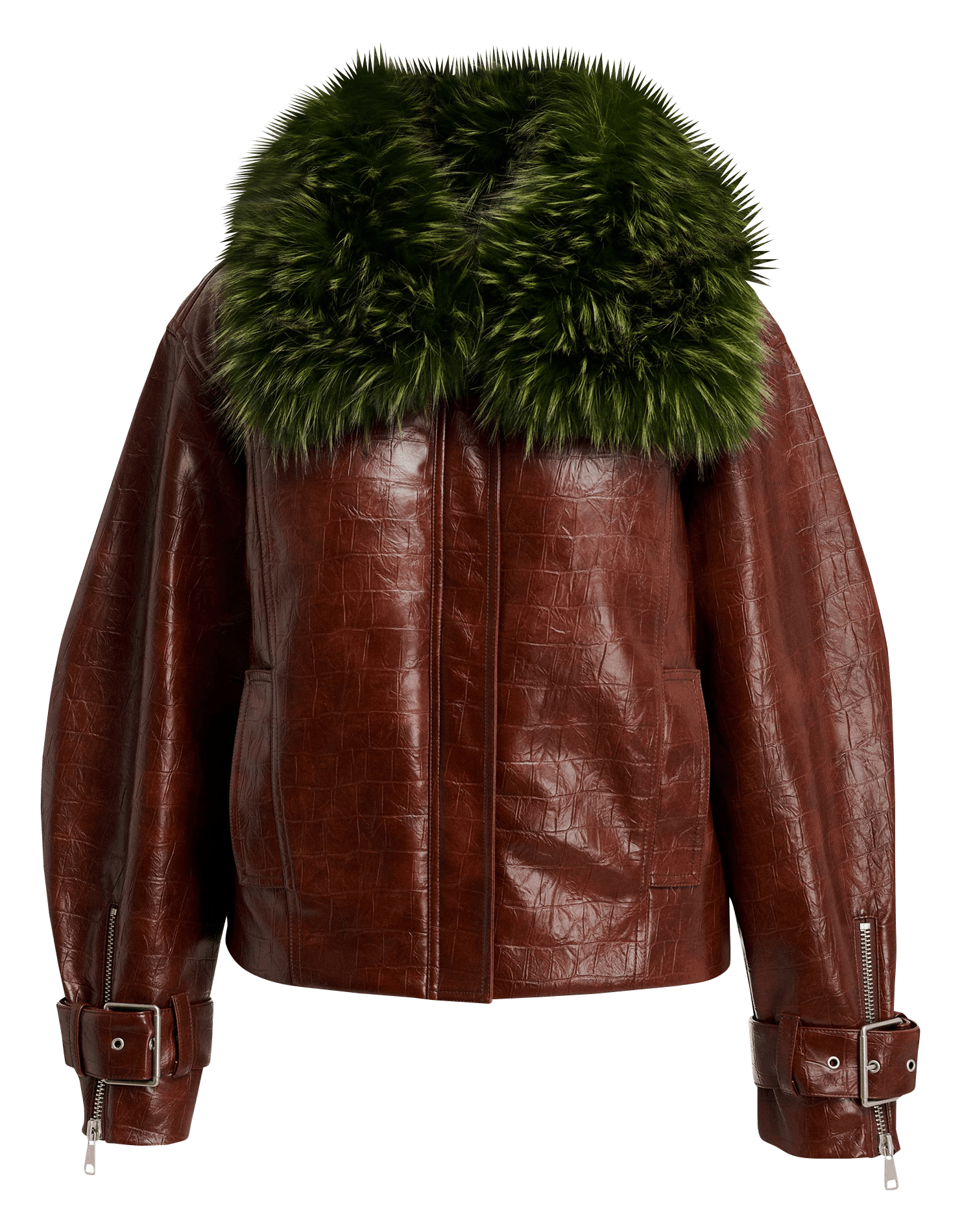 Veste oversize col en fourrure synthétique kabuki ESSENTIEL ANTWERP Marron
