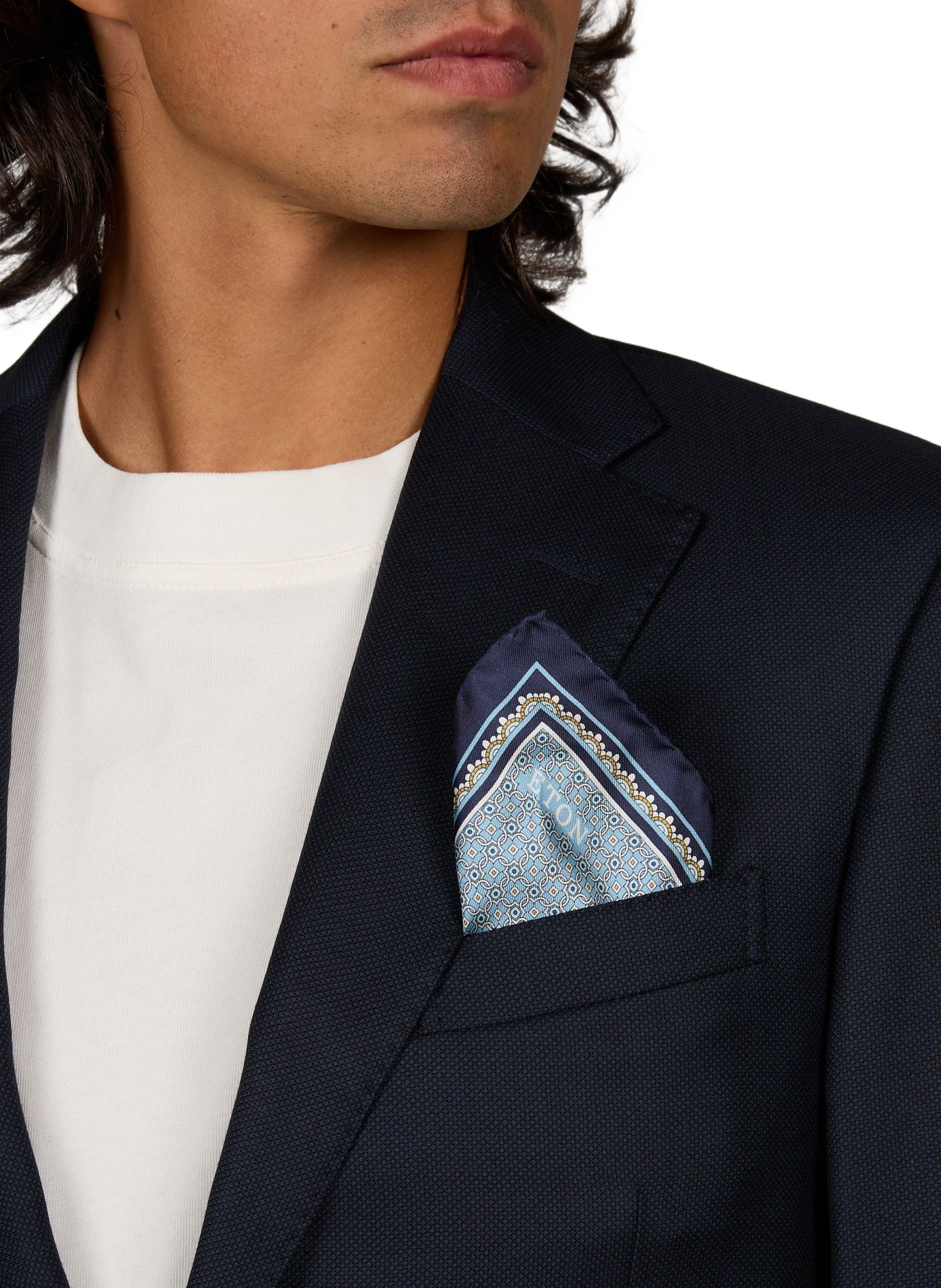 Patterned silk square scarf ETON Multicolour