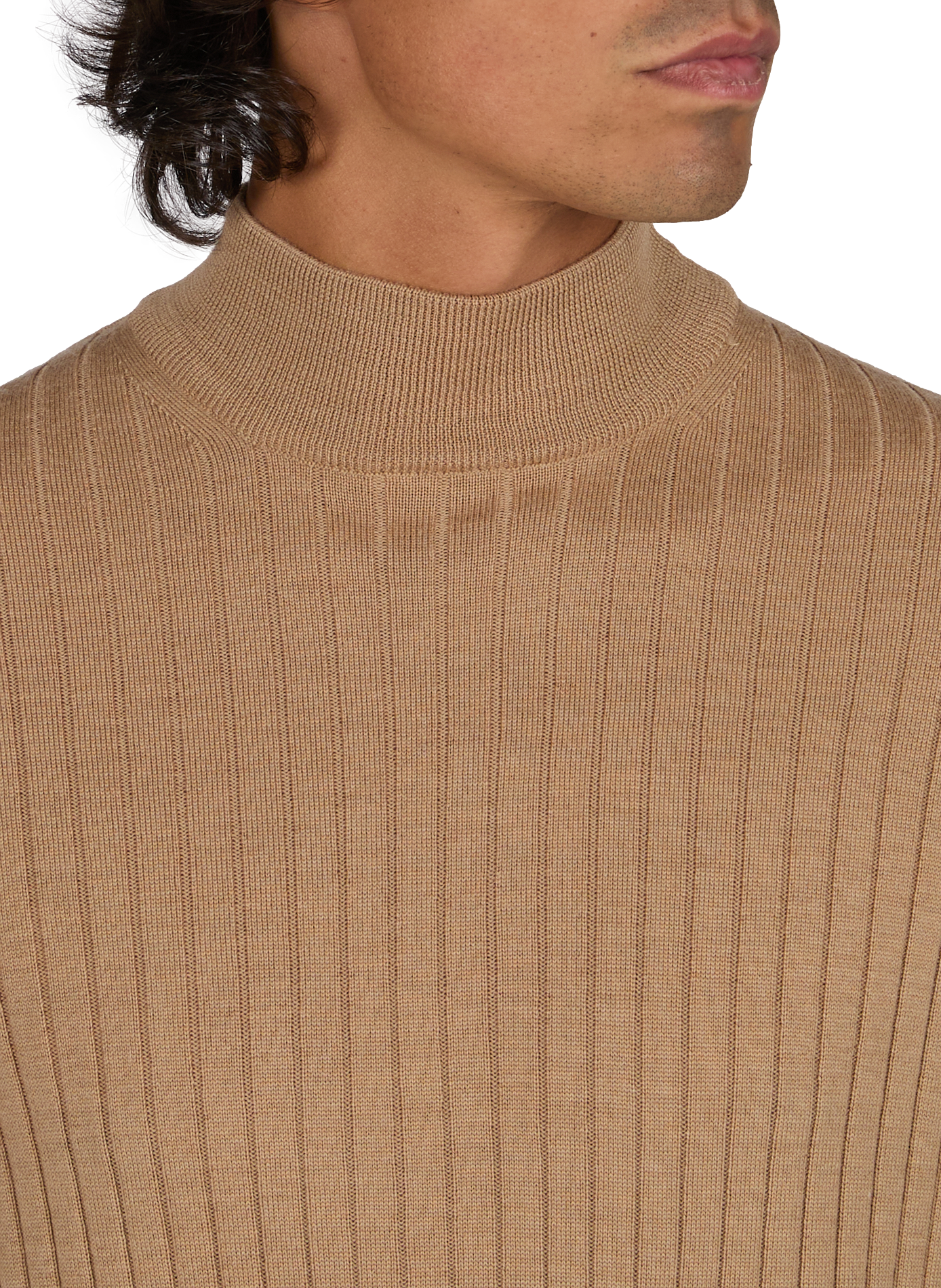 Straight-cut wool high-neck sweater AURELIEN Beige