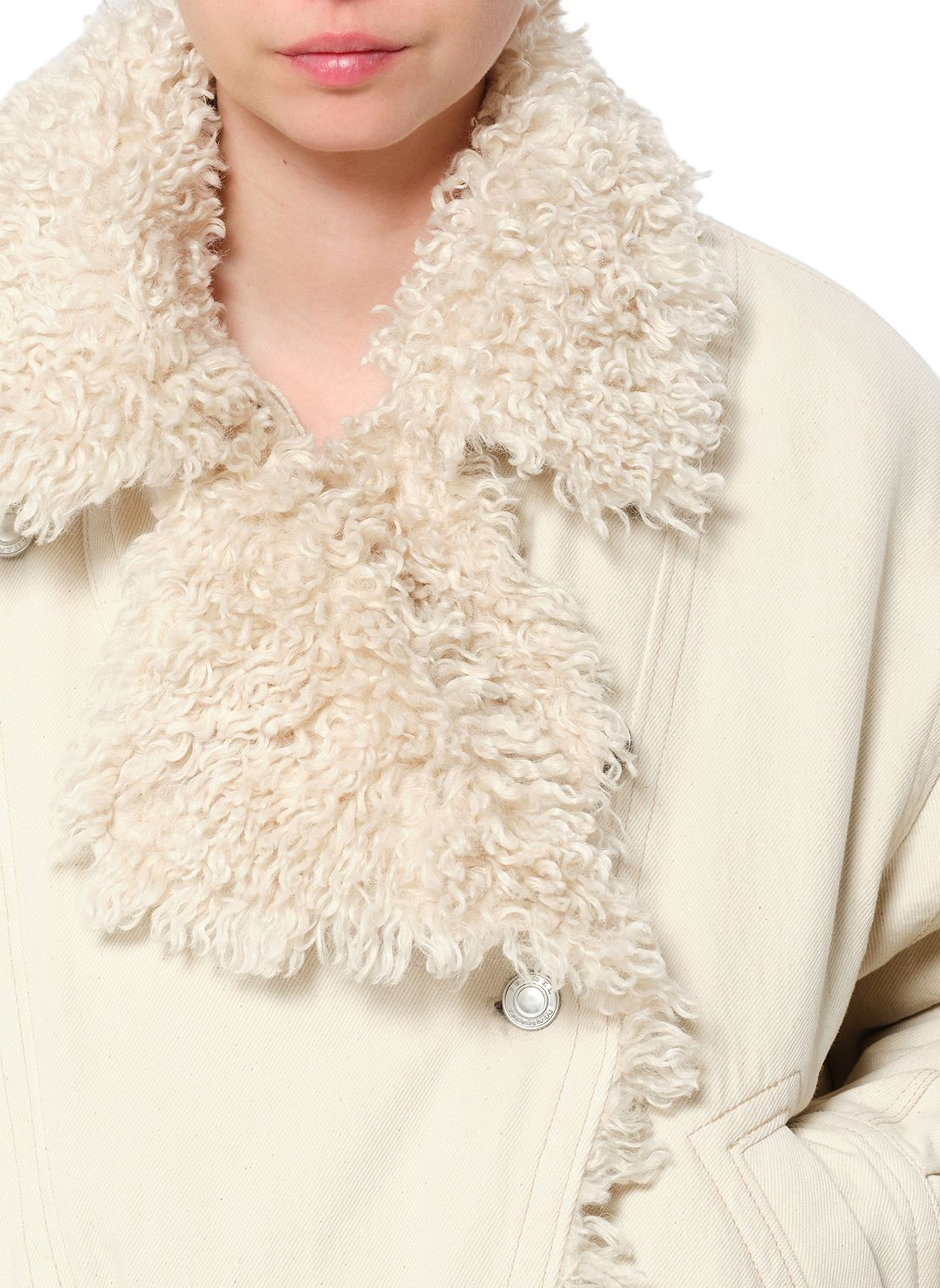 VALINEO denim cotton jacket with shearling collar ISABEL MARANT White