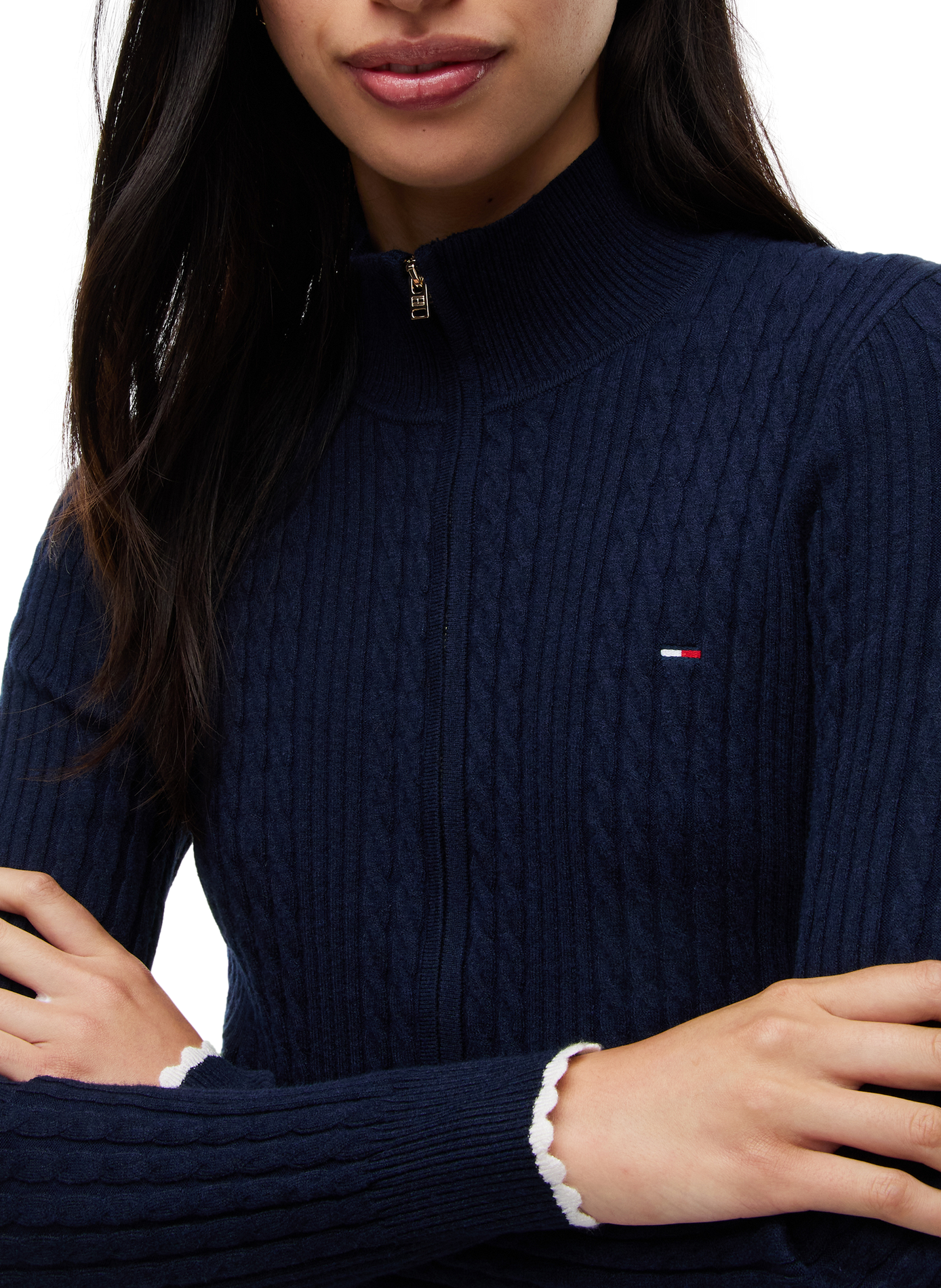 Plain fitted high-neck cardigan TOMMY HILFIGER Blue